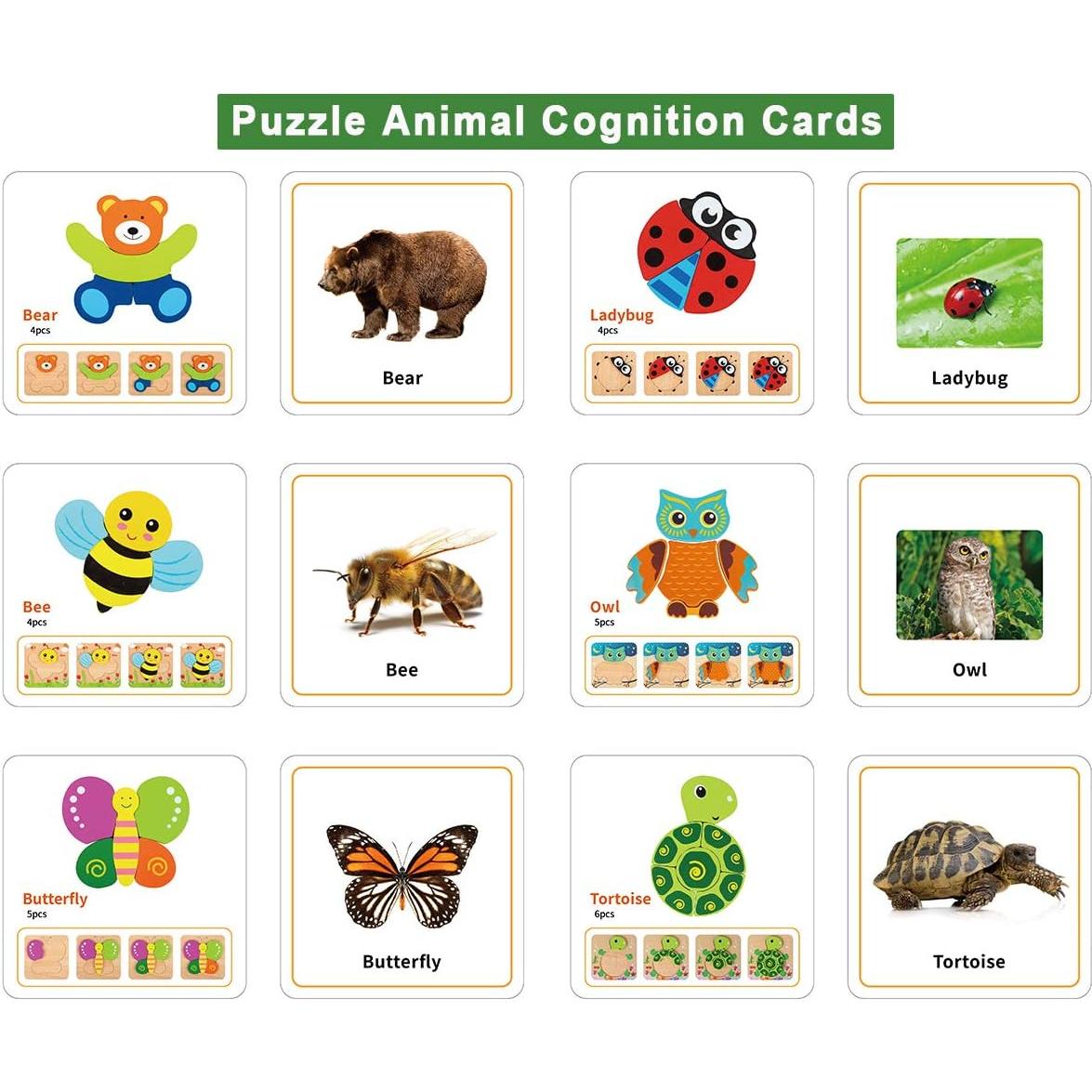 Rompecabezas de Madera LURLIN para Niños 1-3 Años - Animales