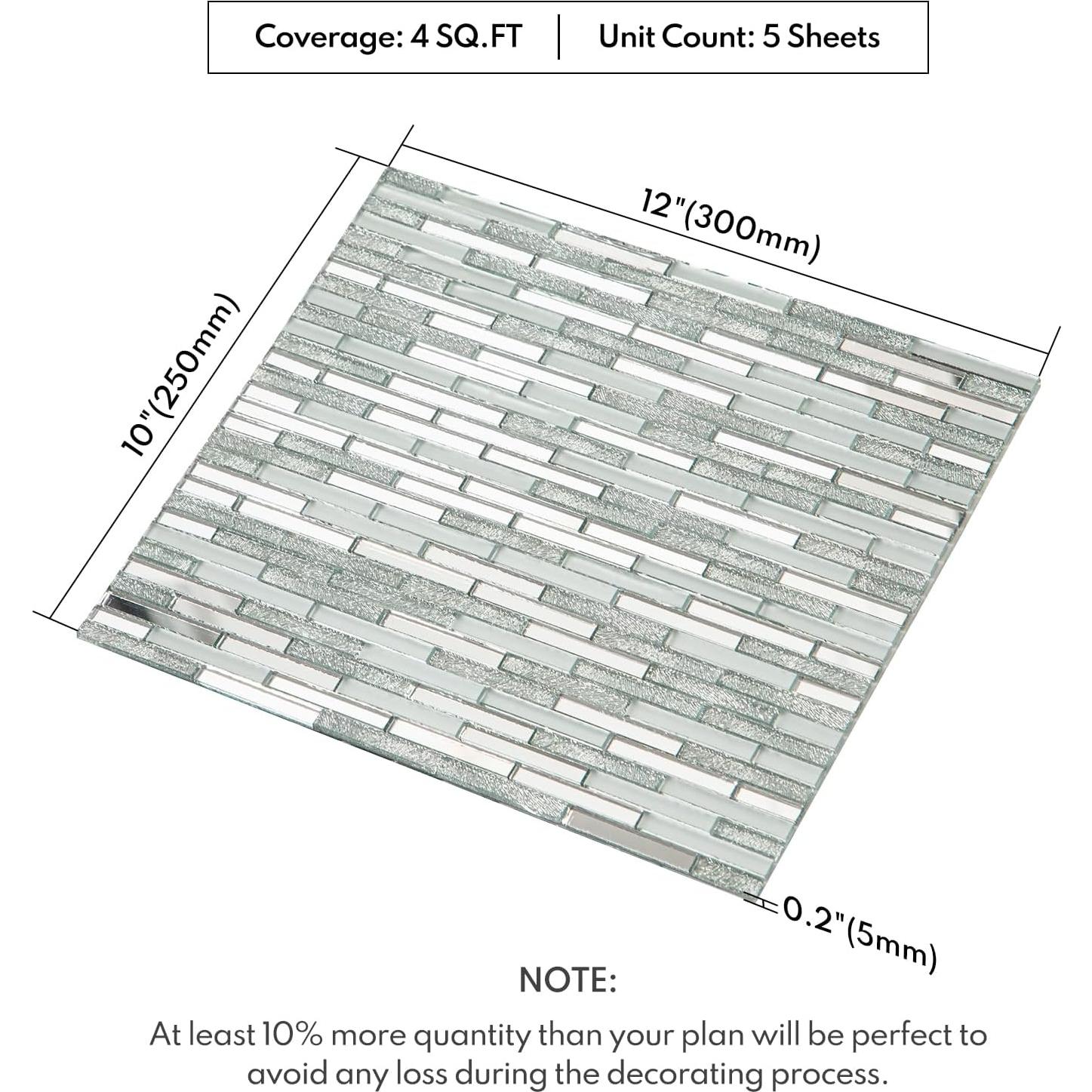 Azulejo Mosaico Vidrio Espejo Autoadhesivo Lovdeco 0.37 m²