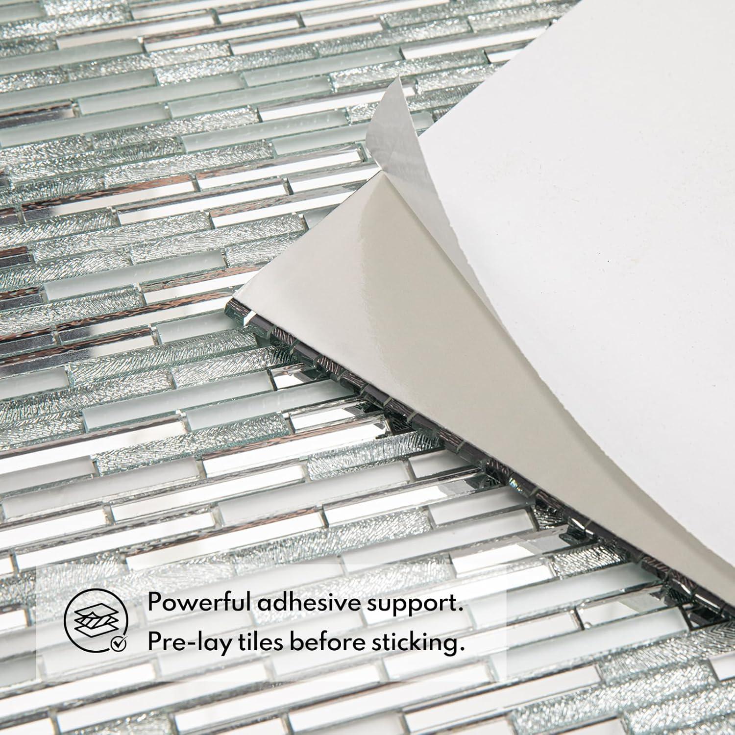 Azulejo Mosaico Vidrio Espejo Autoadhesivo Lovdeco 0.37 m²