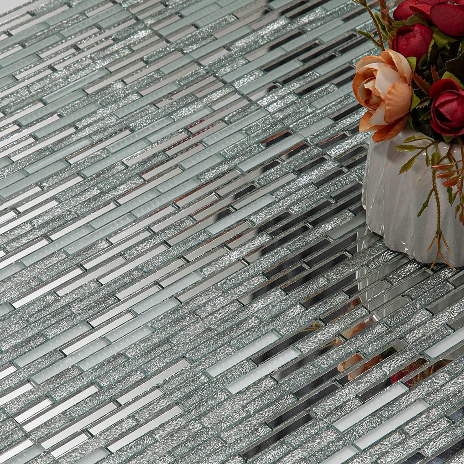 Azulejo Mosaico Vidrio Espejo Autoadhesivo Lovdeco 0.37 m²