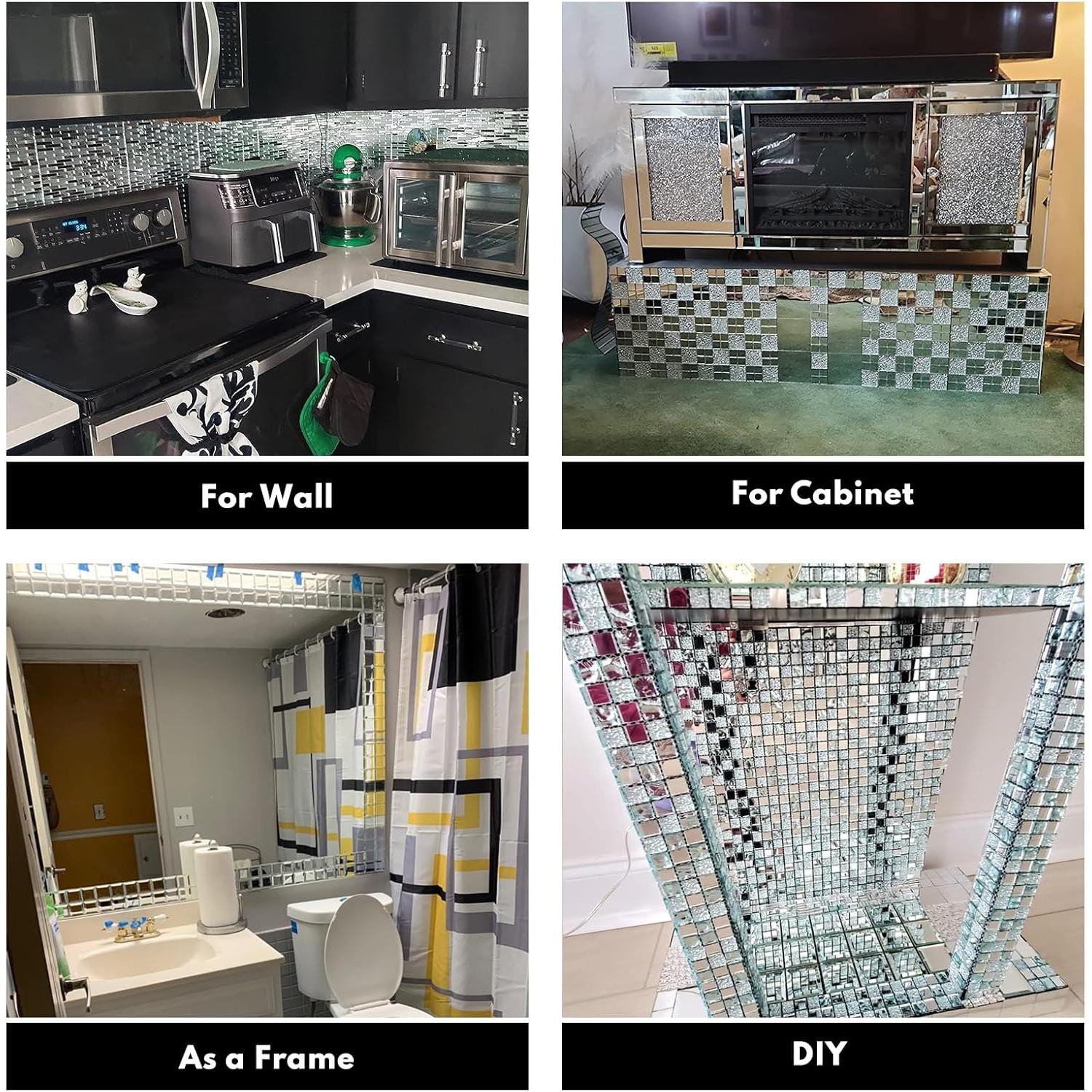 Azulejo Mosaico Vidrio Espejo Autoadhesivo Lovdeco 0.37 m²