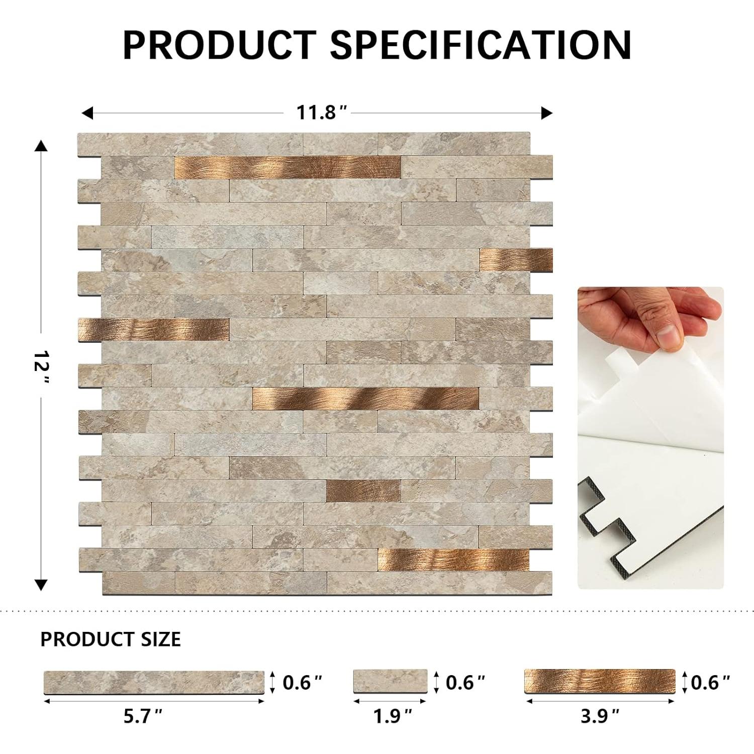 10 Azulejos de PVC Autoadhesivos Mijaro Beige 29.21x29.97 cm