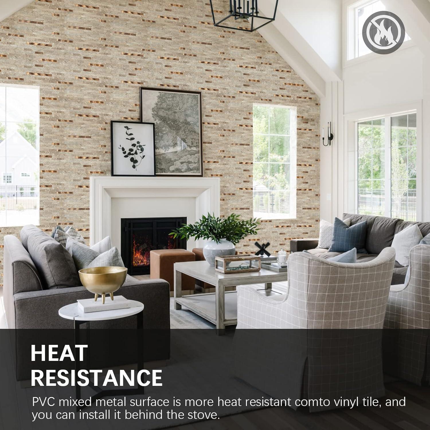 10 Azulejos de PVC Autoadhesivos Mijaro Beige 29.21x29.97 cm