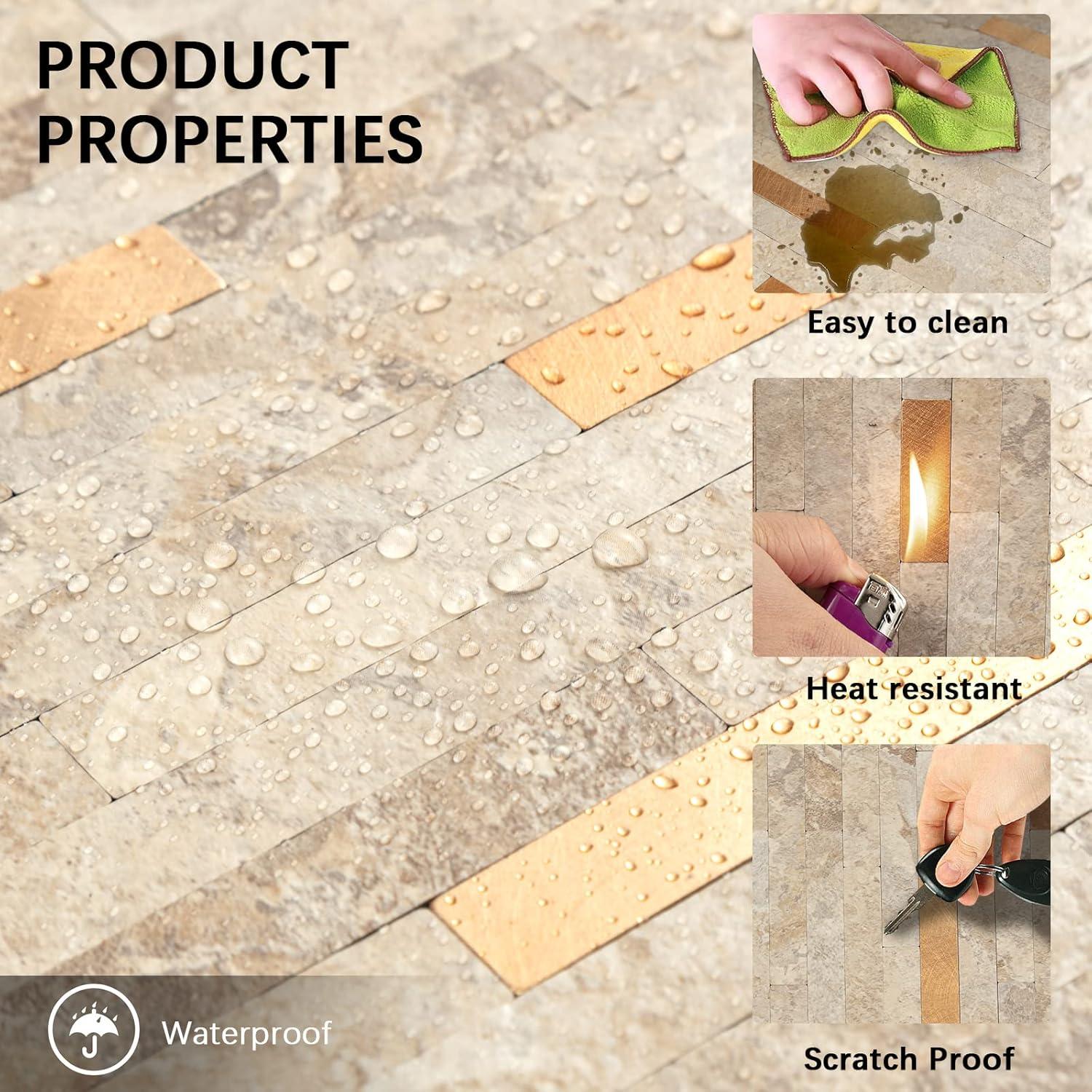 10 Azulejos de PVC Autoadhesivos Mijaro Beige 29.21x29.97 cm