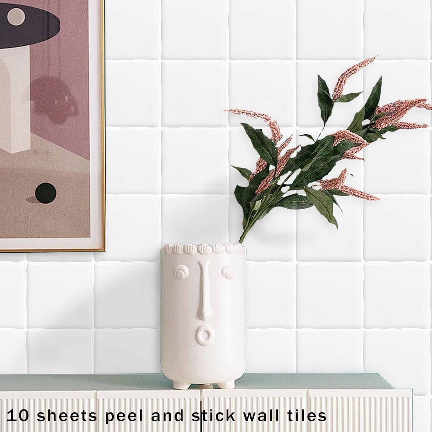 Paquete de 10 Azulejos Autoadhesivos AOFEGRLT 23x23 cm Blancos