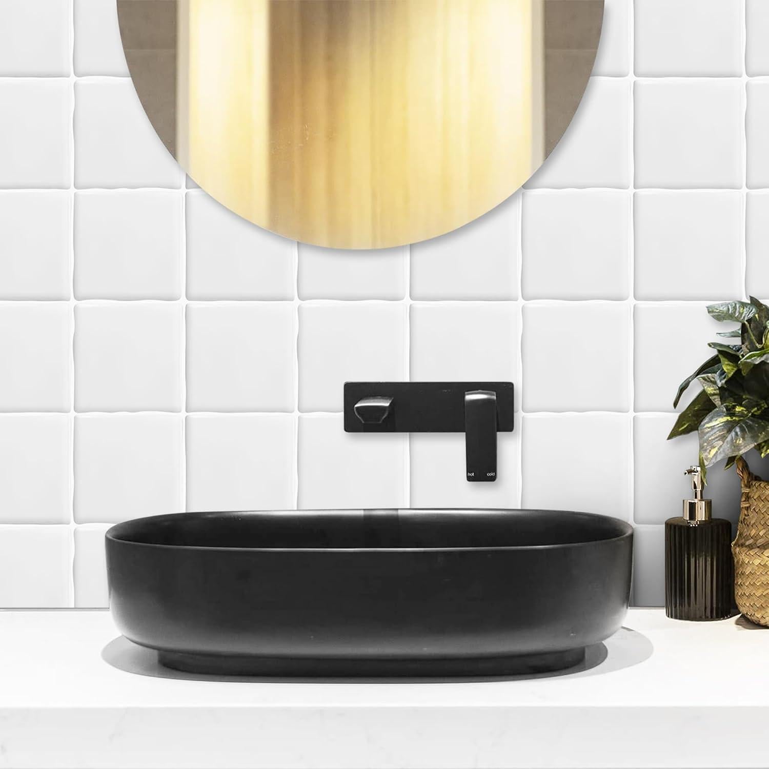 Paquete de 10 Azulejos Autoadhesivos AOFEGRLT 23x23 cm Blancos