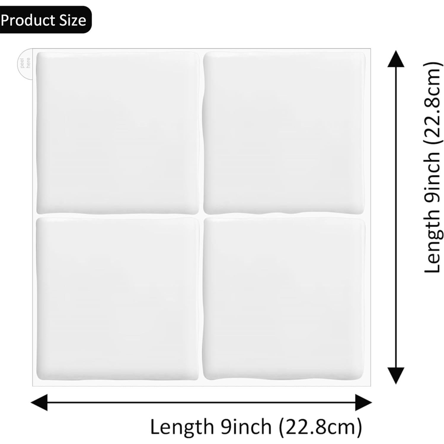 Paquete de 10 Azulejos Autoadhesivos AOFEGRLT 23x23 cm Blancos