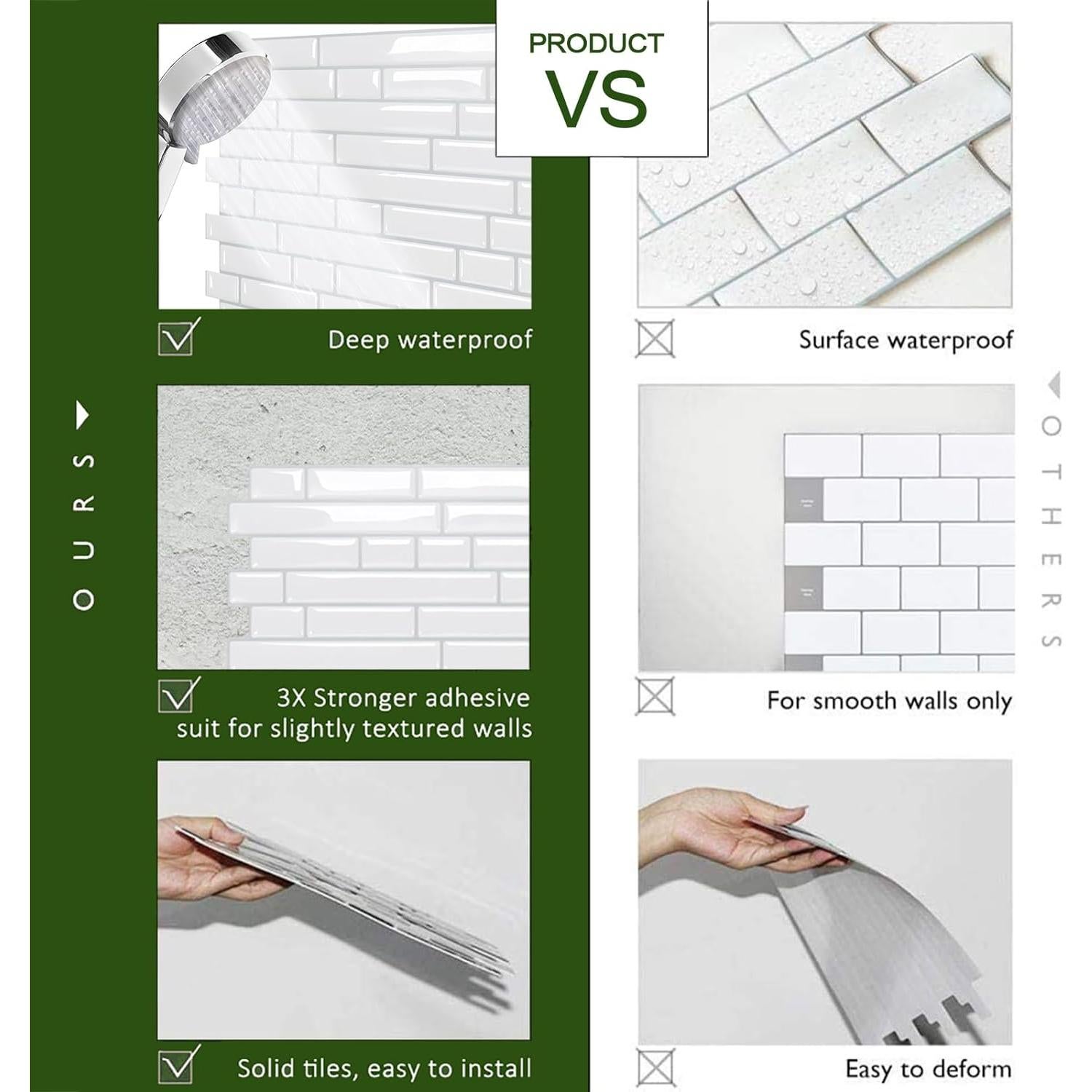 Azulejos Autoadhesivos STICKGOO 10 Hojas 30.48cm Blanco