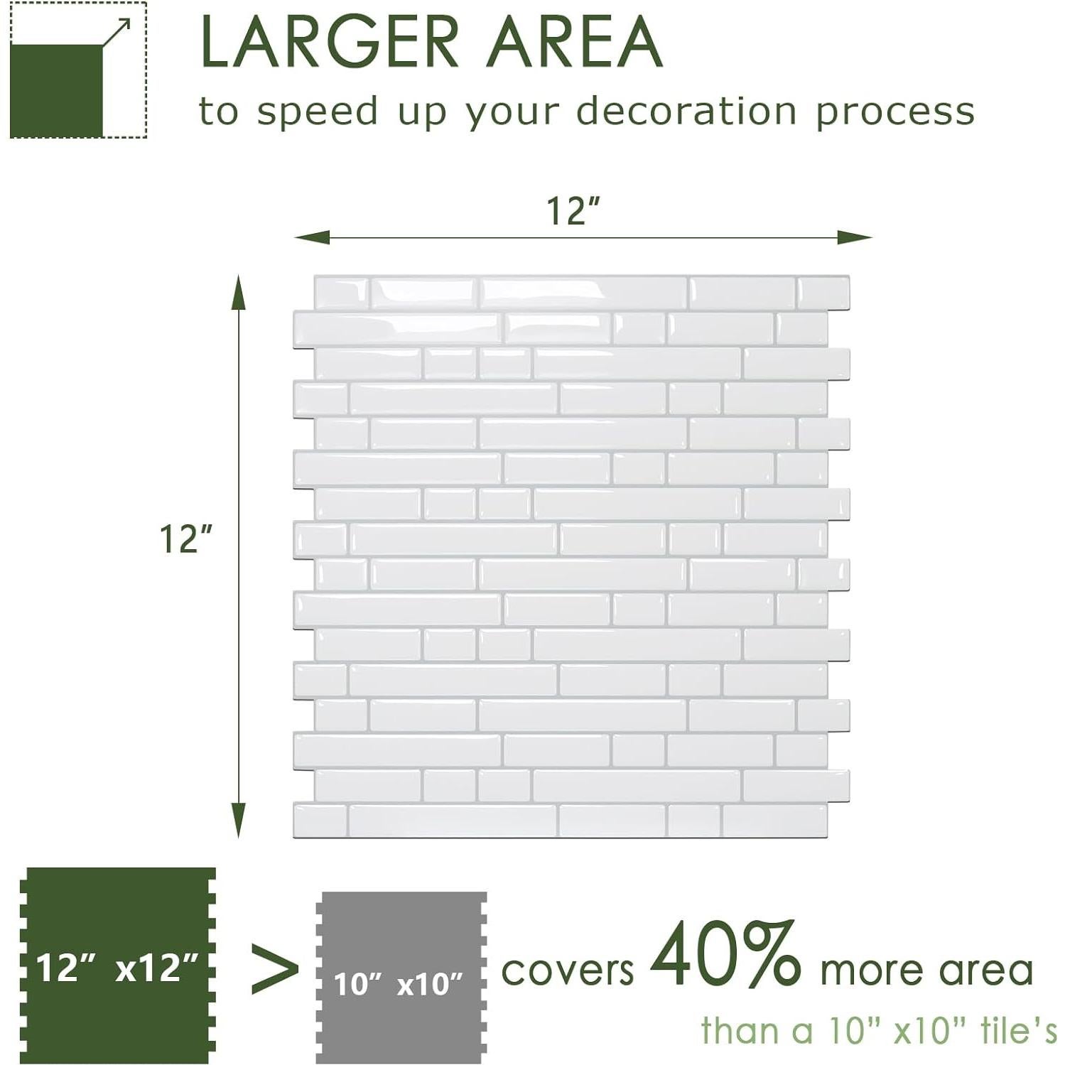 Azulejos Autoadhesivos STICKGOO 10 Hojas 30.48cm Blanco