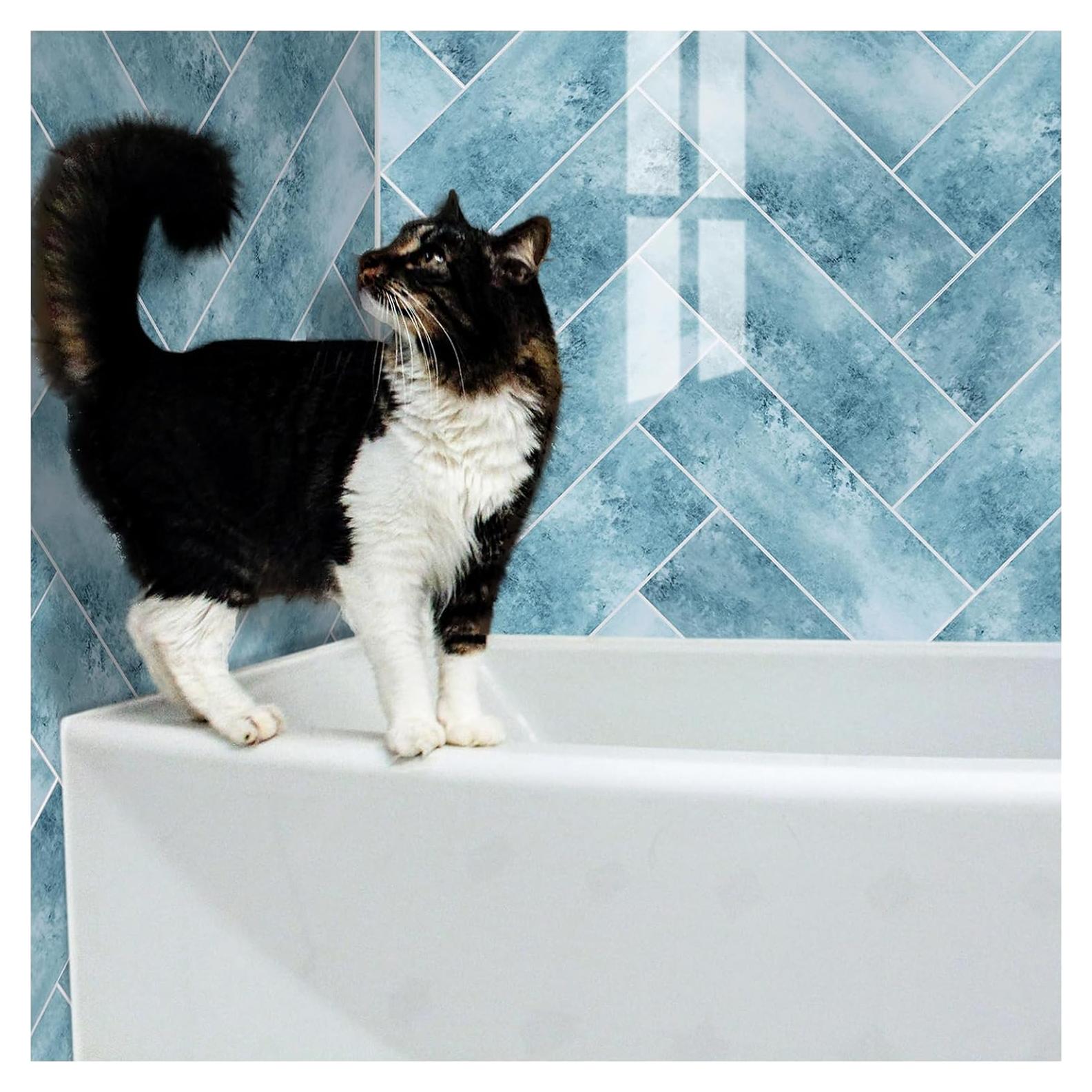 30 Azulejos Autoadhesivos ROOMOSA Azul 7.62x22.86 cm para Cocina