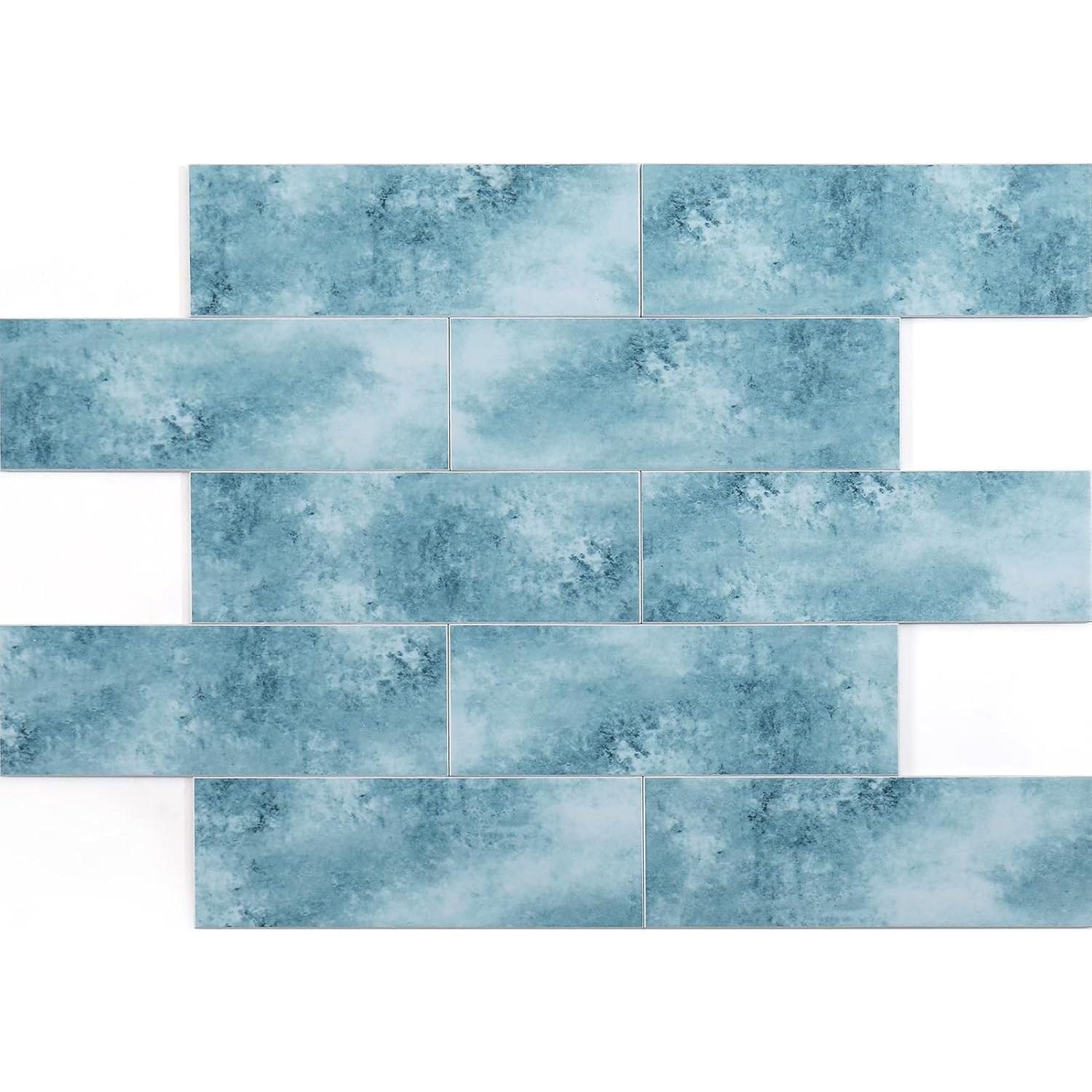 30 Azulejos Autoadhesivos ROOMOSA Azul 7.62x22.86 cm para Cocina