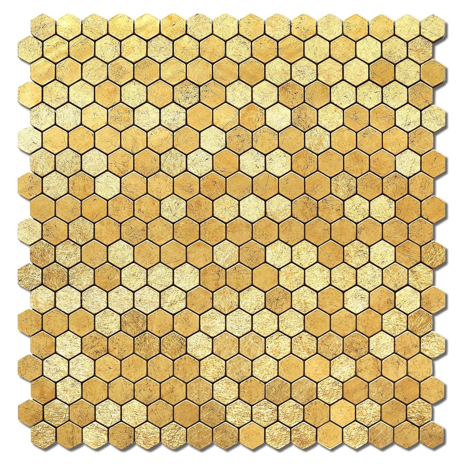 Azulejos Autoadhesivos VAOVI Gold Hexagonales 10 Hojas 3mm