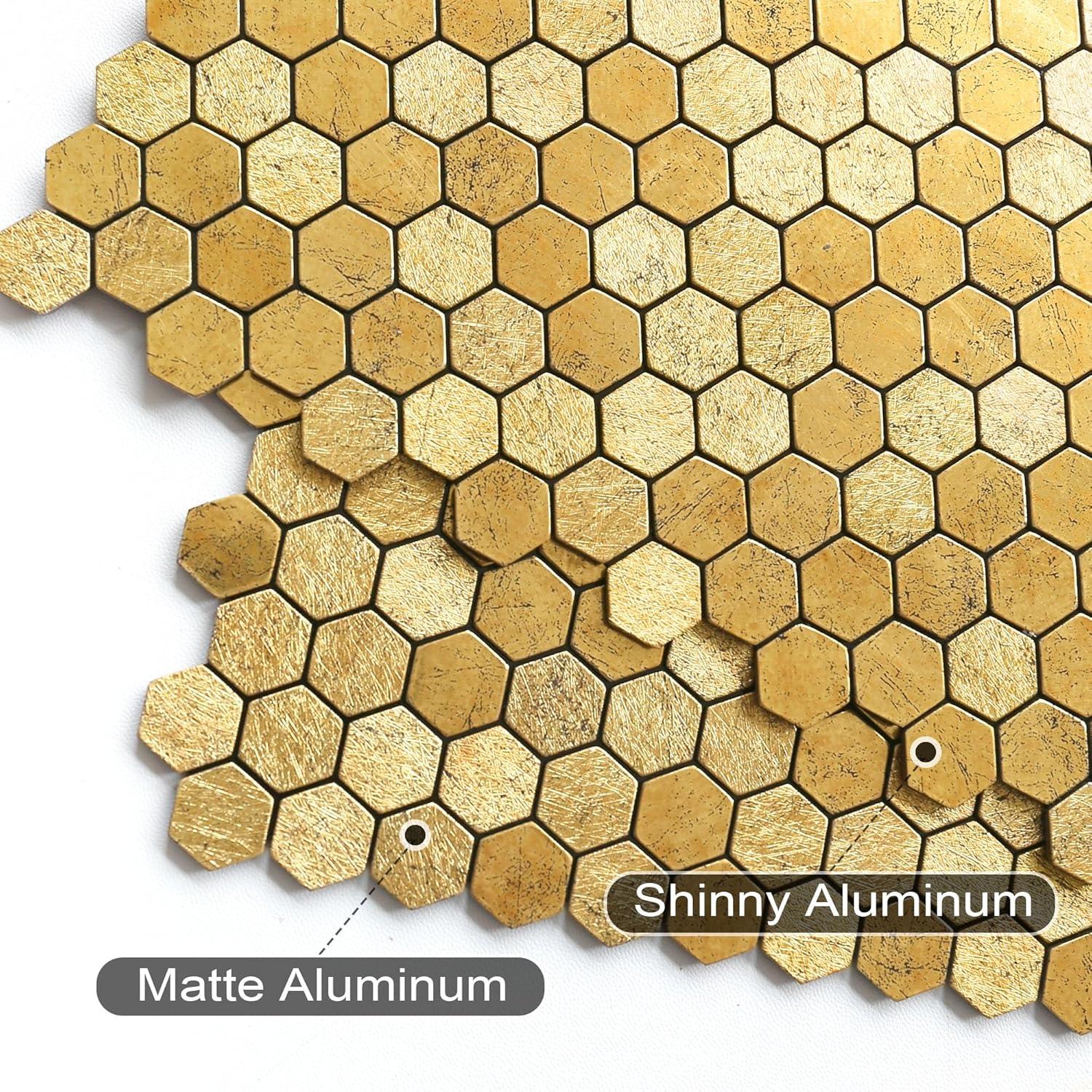 Azulejos Autoadhesivos VAOVI Gold Hexagonales 10 Hojas 3mm