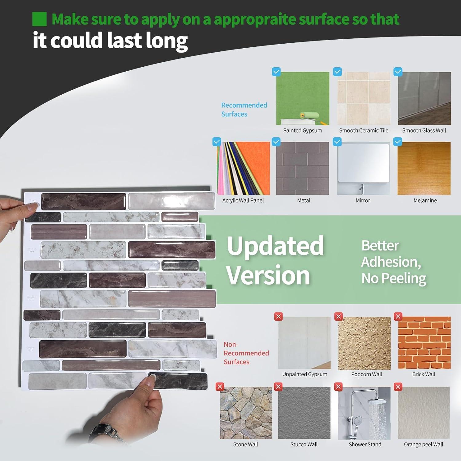 Azulejos Autoadhesivos LONGKING 30x30cm - 10 Piezas Mármol