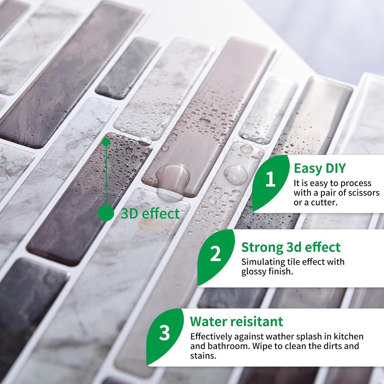 Azulejos Autoadhesivos LONGKING 30x30cm - 10 Piezas Mármol