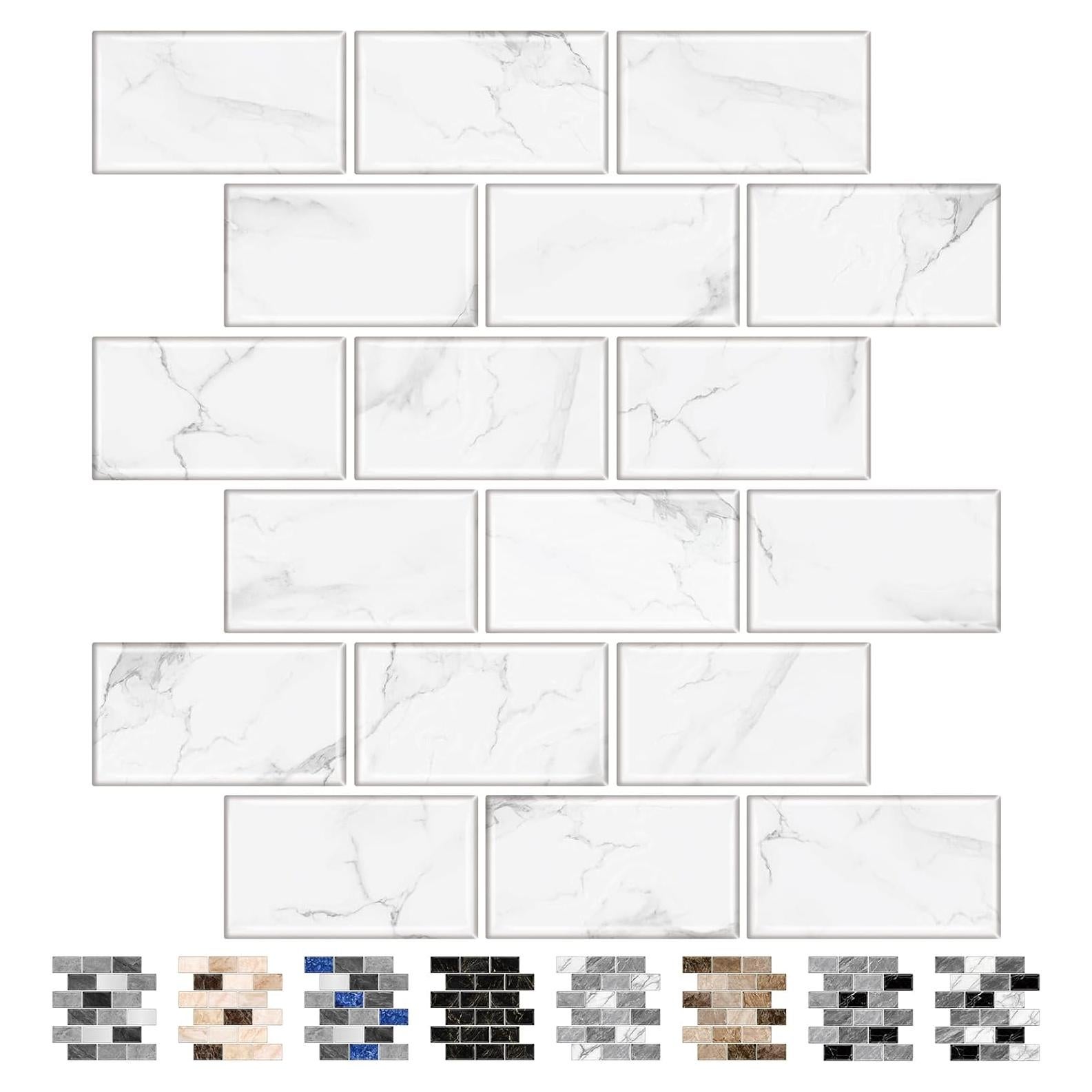 URCOLOR 10 Hojas Azulejos Autoadhesivos Mármol Blanco 30.48cm