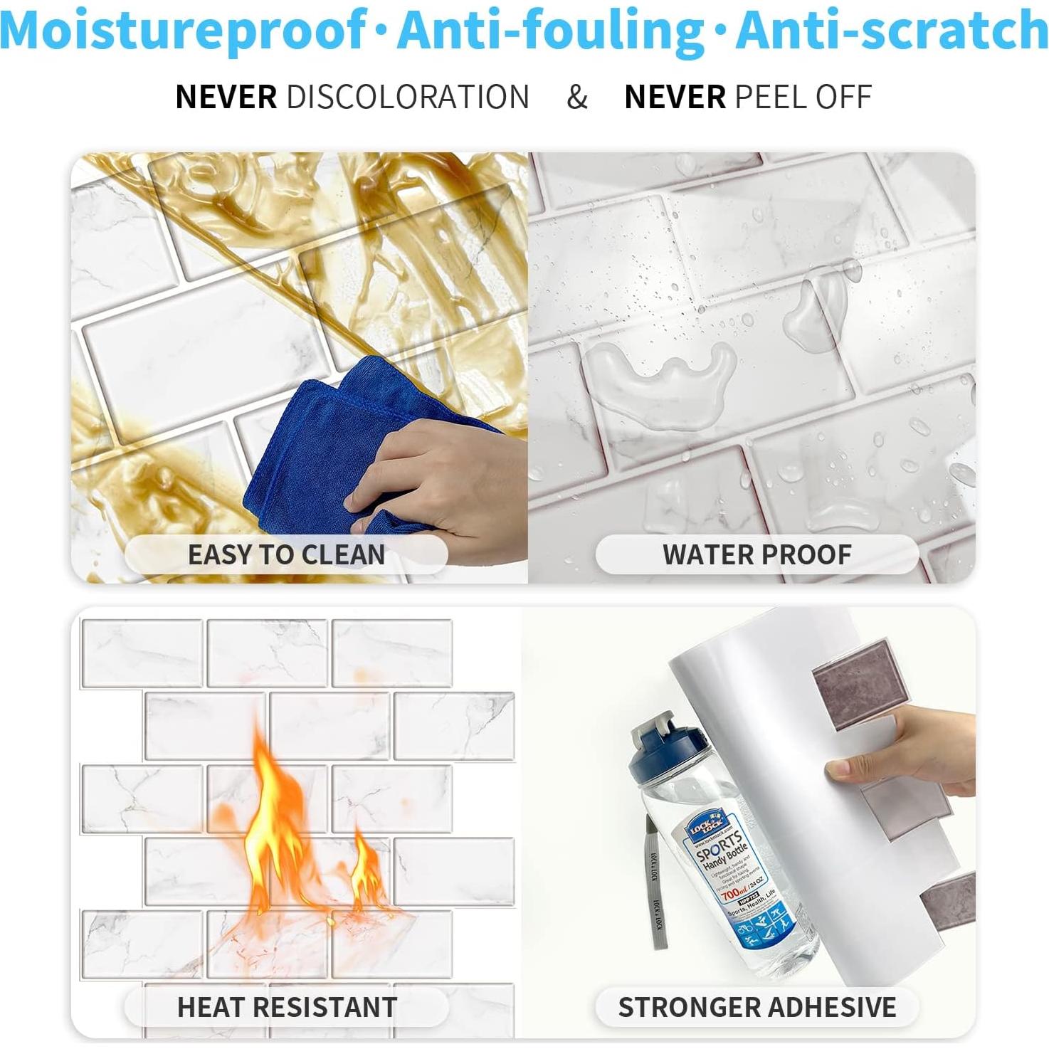 URCOLOR 10 Hojas Azulejos Autoadhesivos Mármol Blanco 30.48cm