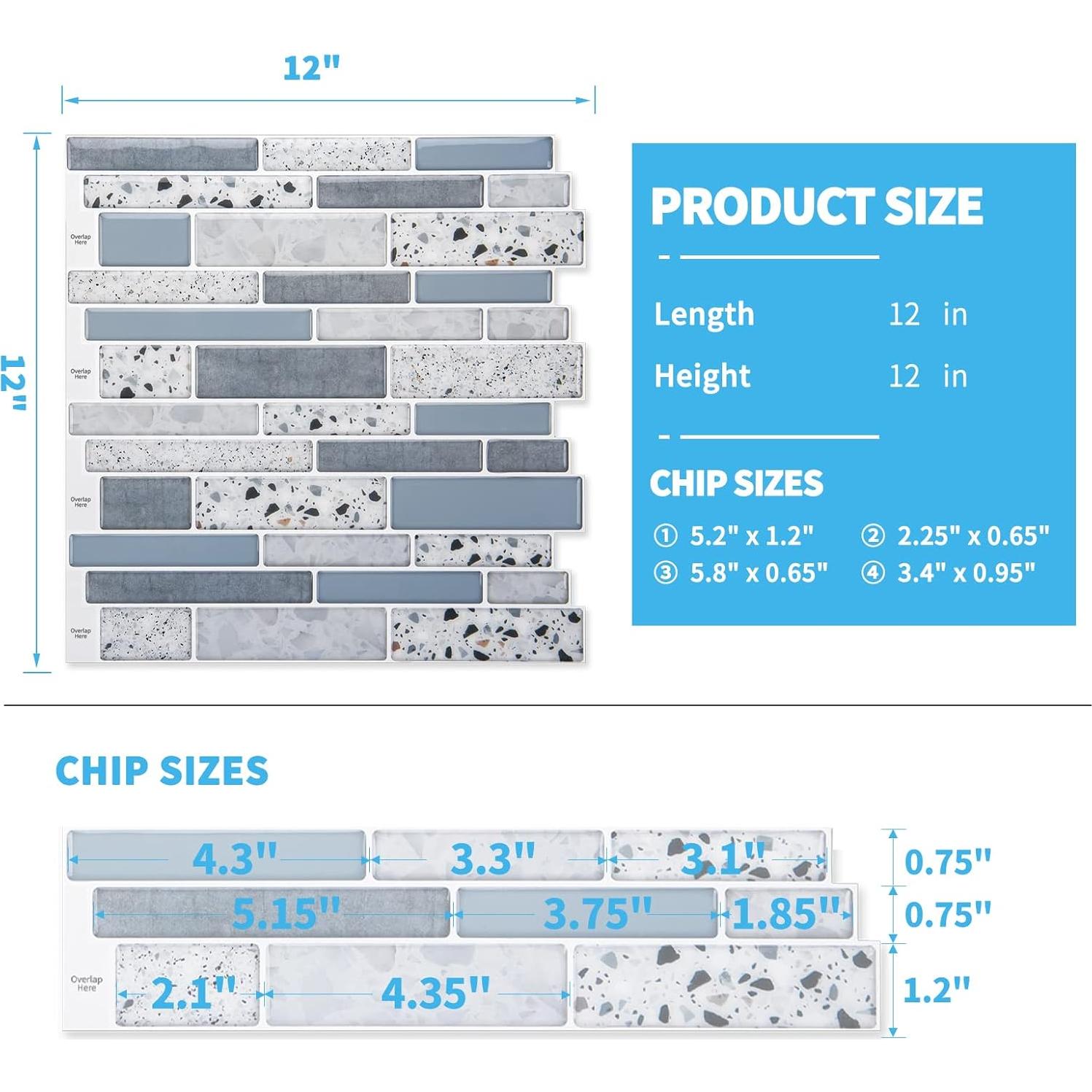 Azulejos Autoadhesivos Art3d de Mármol 30x30cm - 10 Hojas
