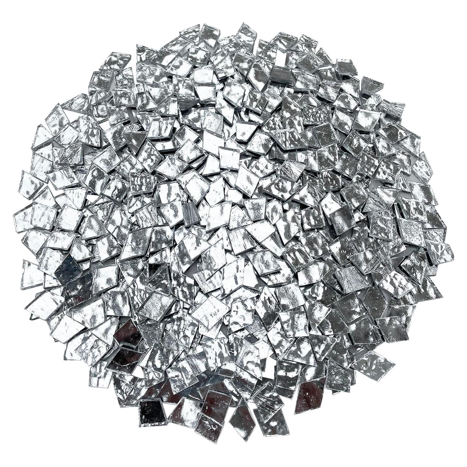 Azulejos de Mosaico de Vidrio Irregular LITMIND 500g Plateado