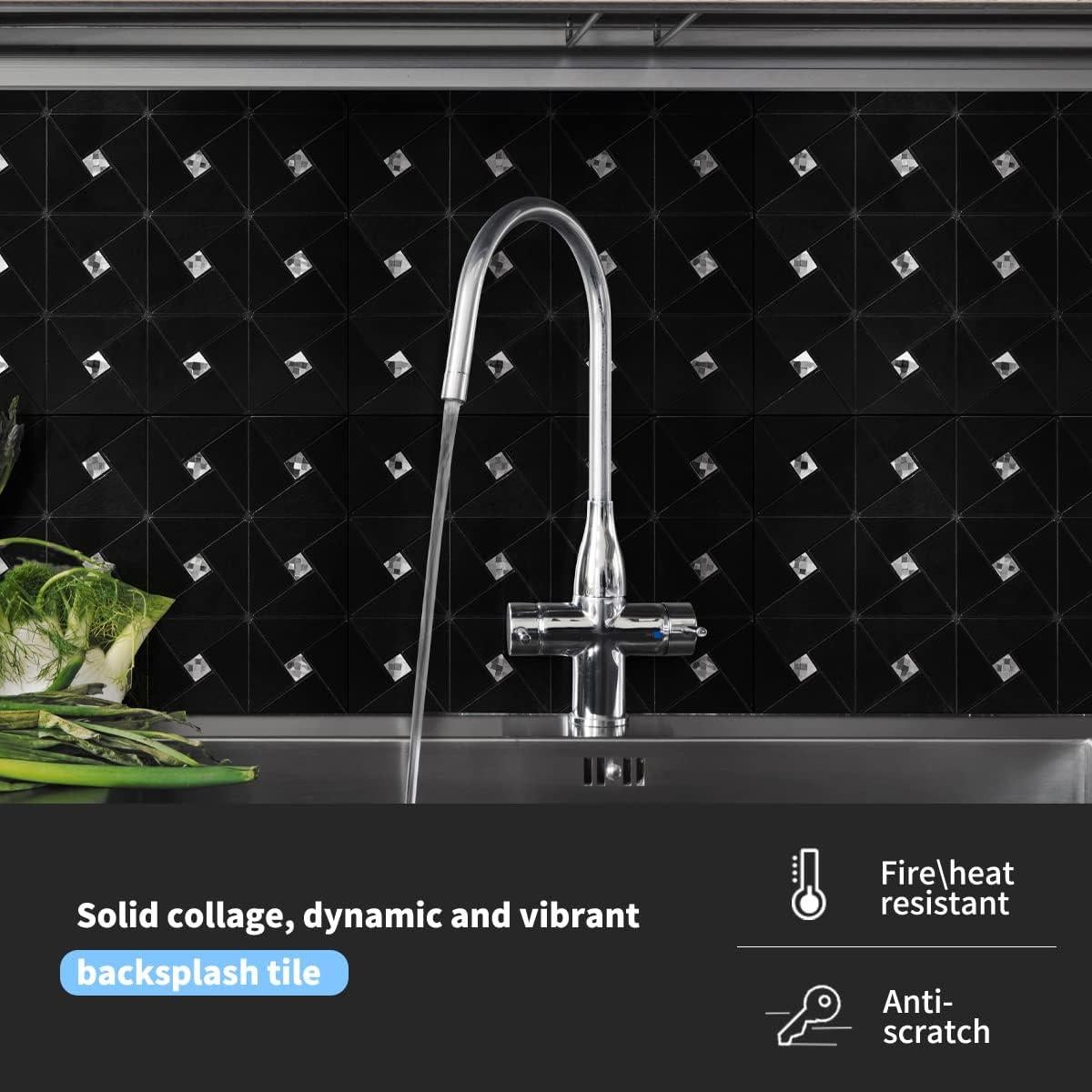 Azulejos Metálicos Autoadhesivos Art3d 10 Piezas 30x30cm Negro