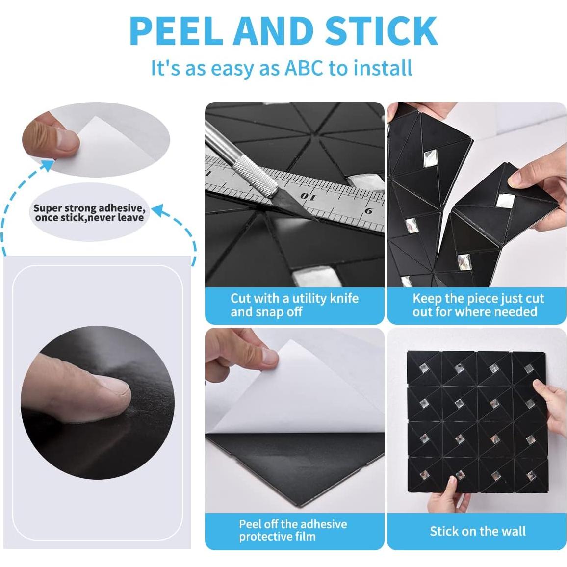 Azulejos Metálicos Autoadhesivos Art3d 10 Piezas 30x30cm Negro