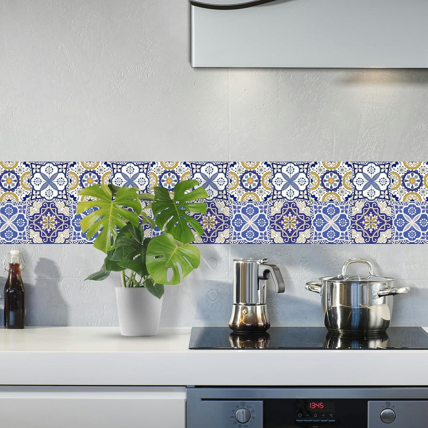 Calcomanías de Azulejos Retro 12 Pcs 10x10cm AWLZJZQA