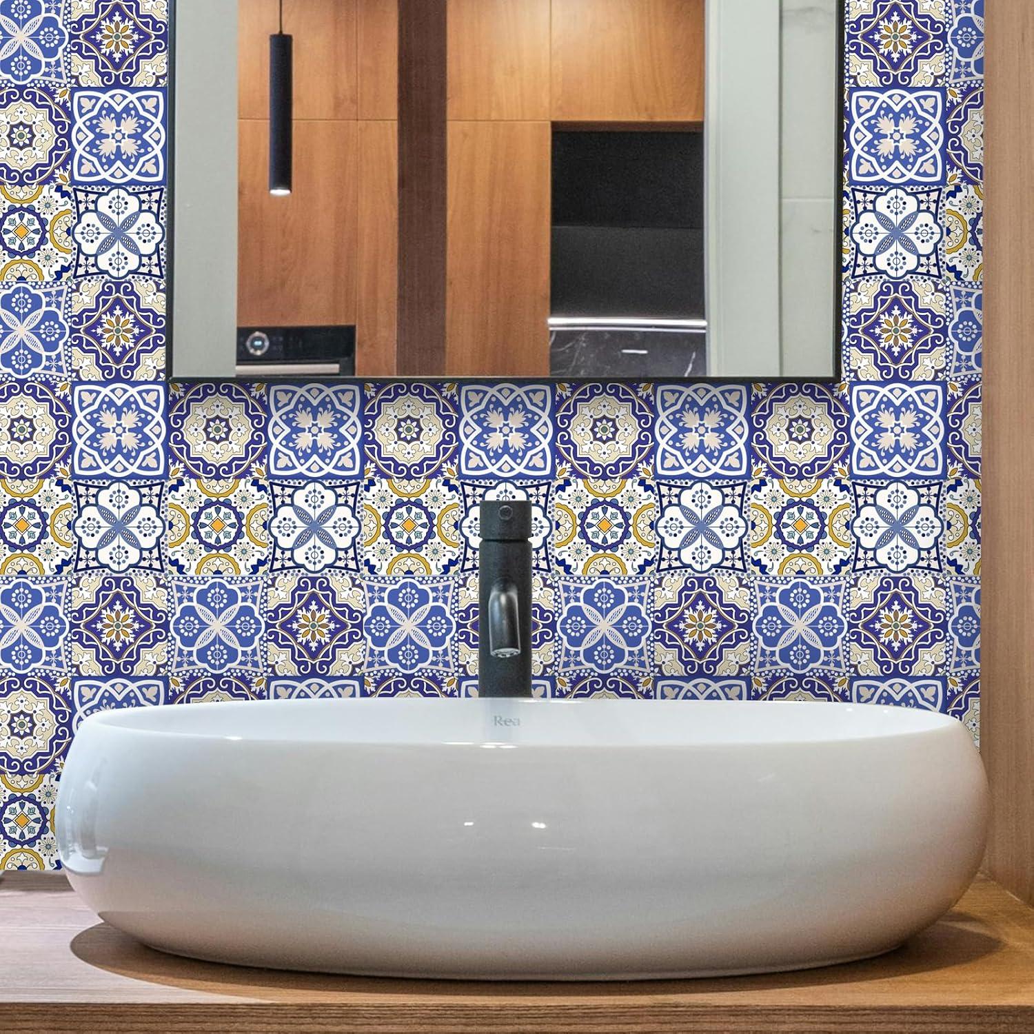 Calcomanías de Azulejos Retro 12 Pcs 10x10cm AWLZJZQA