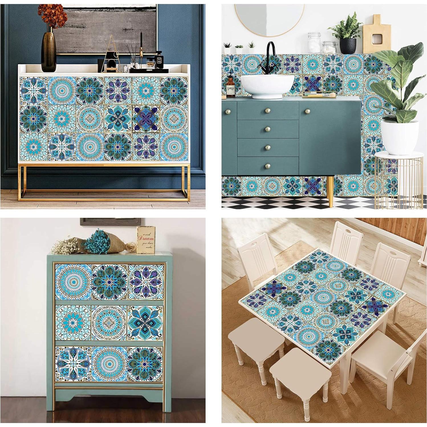 25 Calcomanías de Azulejo Mandala Jacklove 10x10cm Impermeables