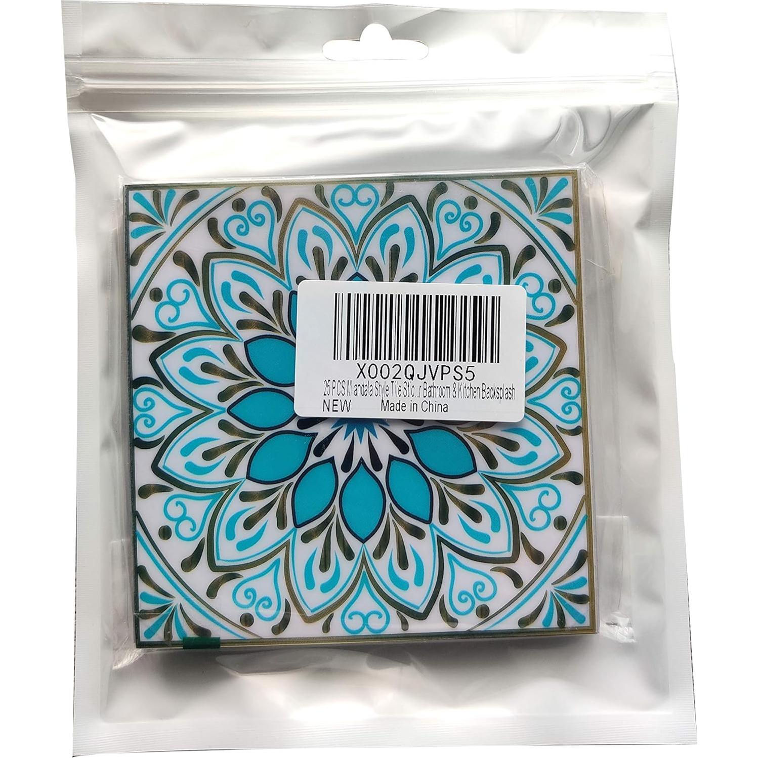 25 Calcomanías de Azulejo Mandala Jacklove 10x10cm Impermeables