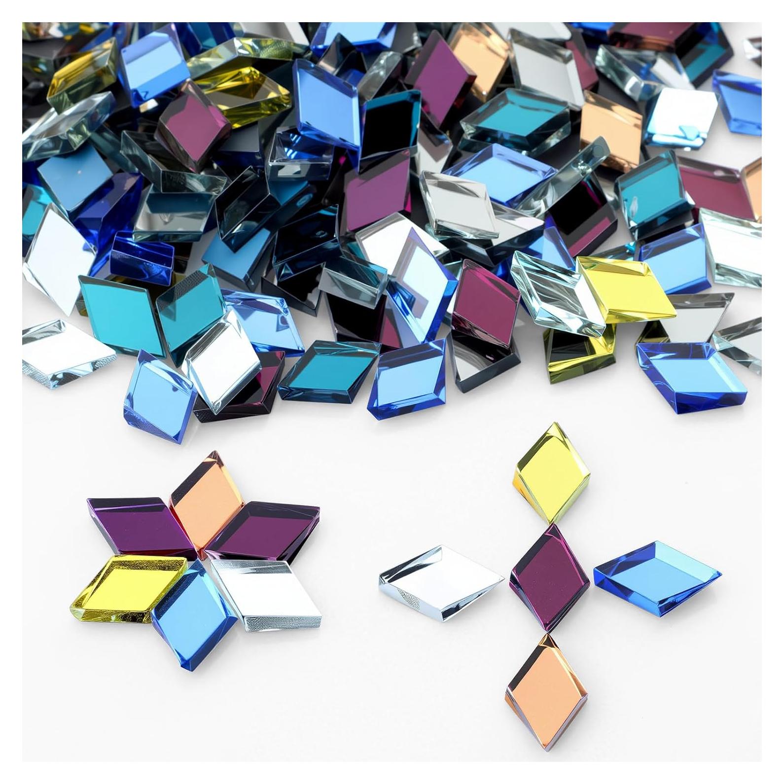 Vicenpal 300 Piezas Azulejos Mosaico Espejo Diamante 1.1x2 cm