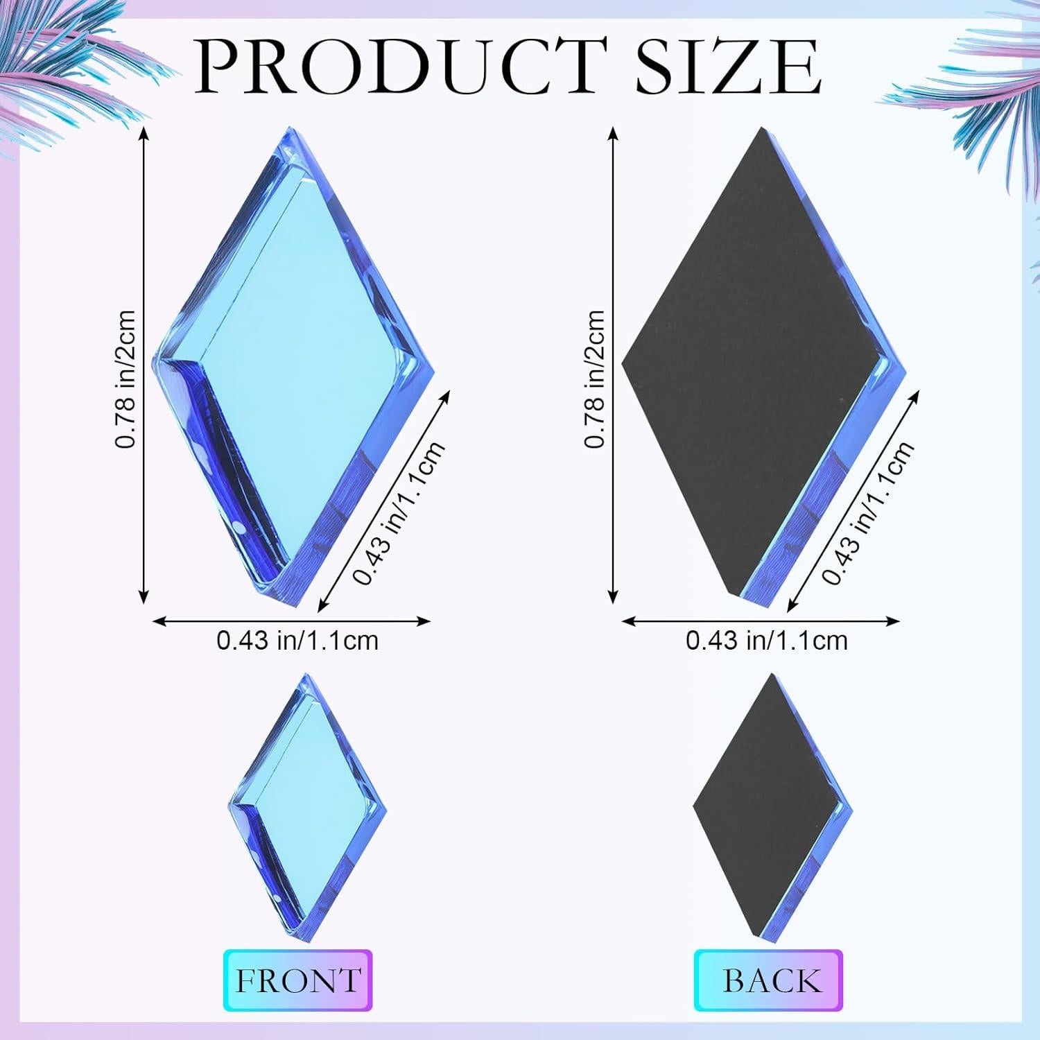 Vicenpal 300 Piezas Azulejos Mosaico Espejo Diamante 1.1x2 cm