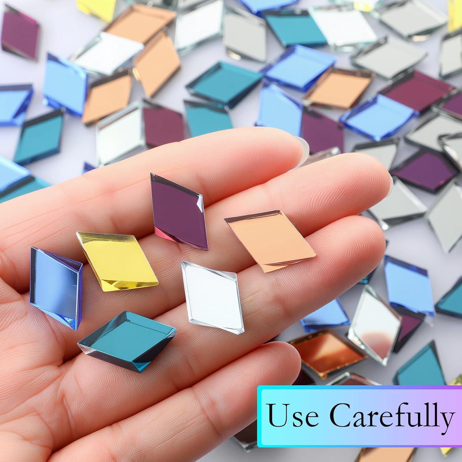 Vicenpal 300 Piezas Azulejos Mosaico Espejo Diamante 1.1x2 cm