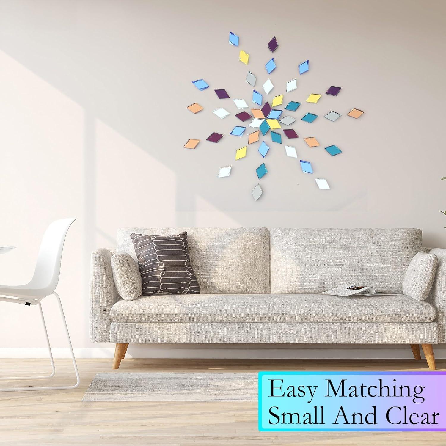 Vicenpal 300 Piezas Azulejos Mosaico Espejo Diamante 1.1x2 cm