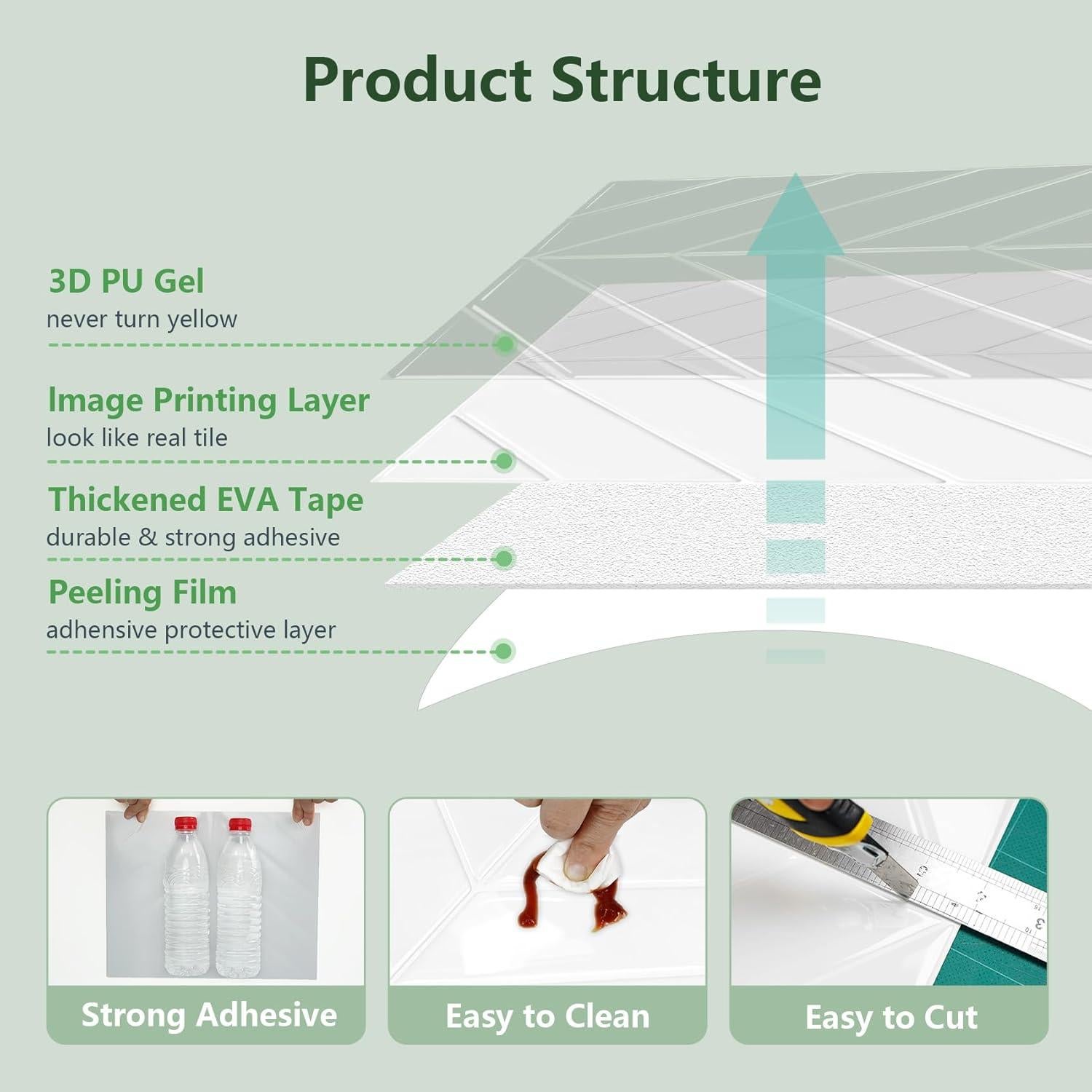 Azulejos Autoadhesivos Herringbone STICKGOO 10 Hojas 32x25cm