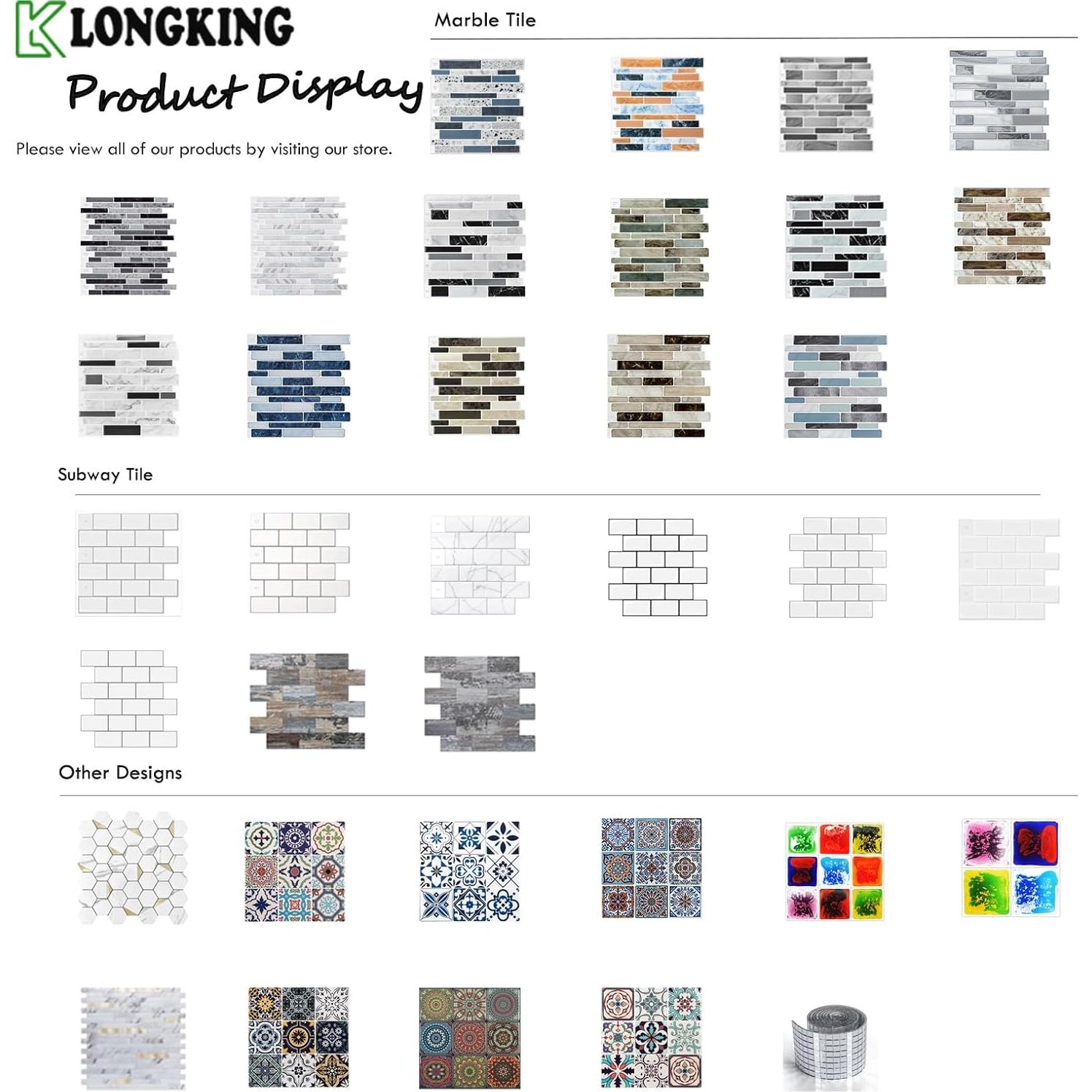 Azulejo Autoadhesivo LONGKING 30.48x30.48 cm Marrón 10 Hojas