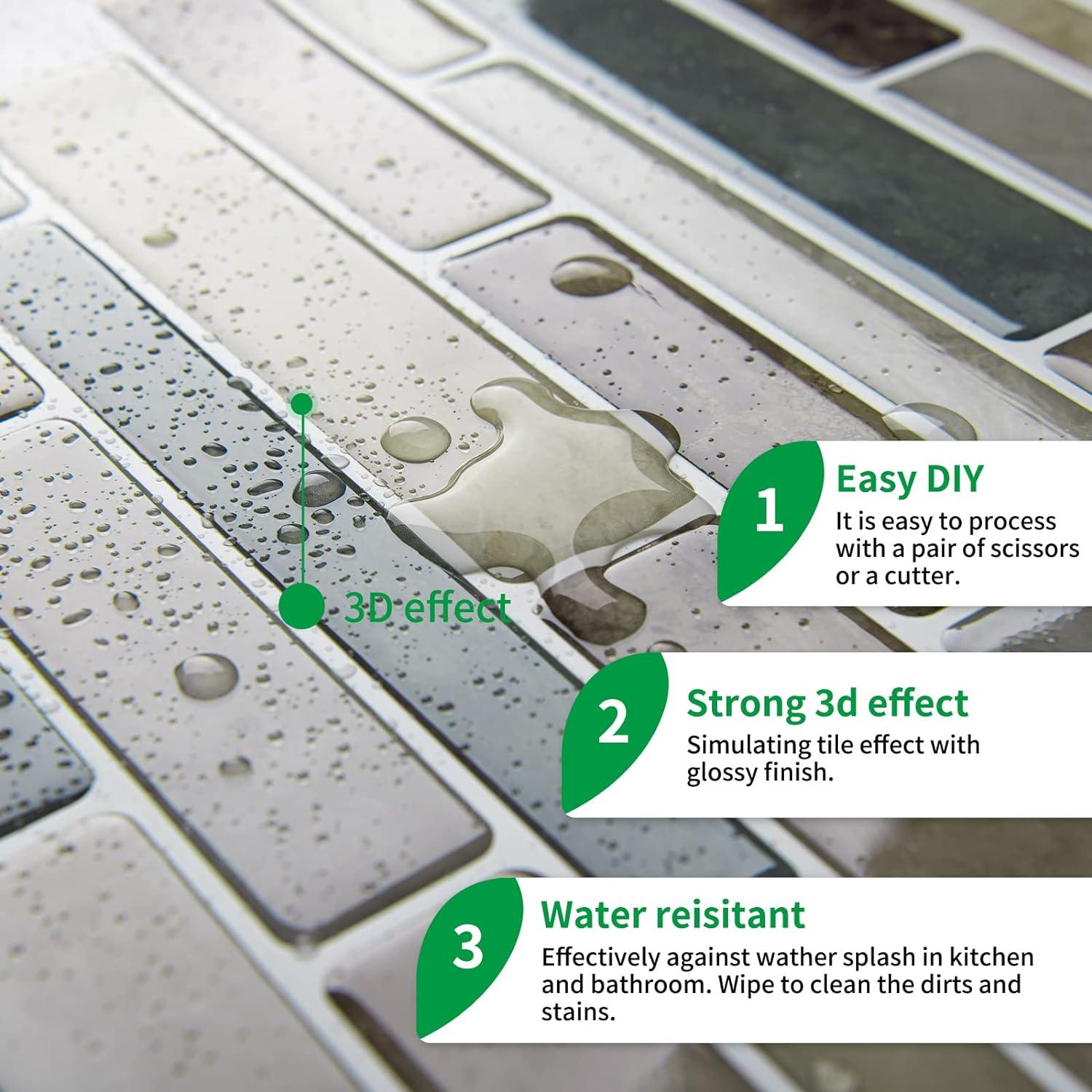 Azulejo Autoadhesivo LONGKING 30.48x30.48 cm Marrón 10 Hojas