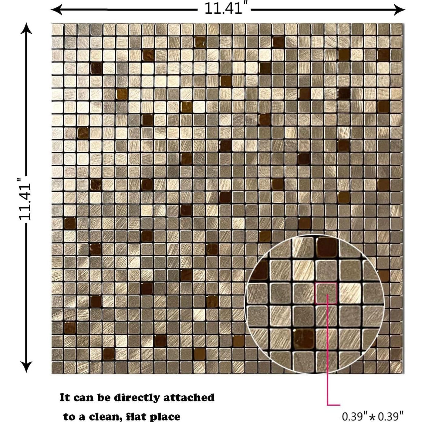 Paneles de Azulejos Autoadhesivos XUANINY 10 Piezas 29x29cm Bronce
