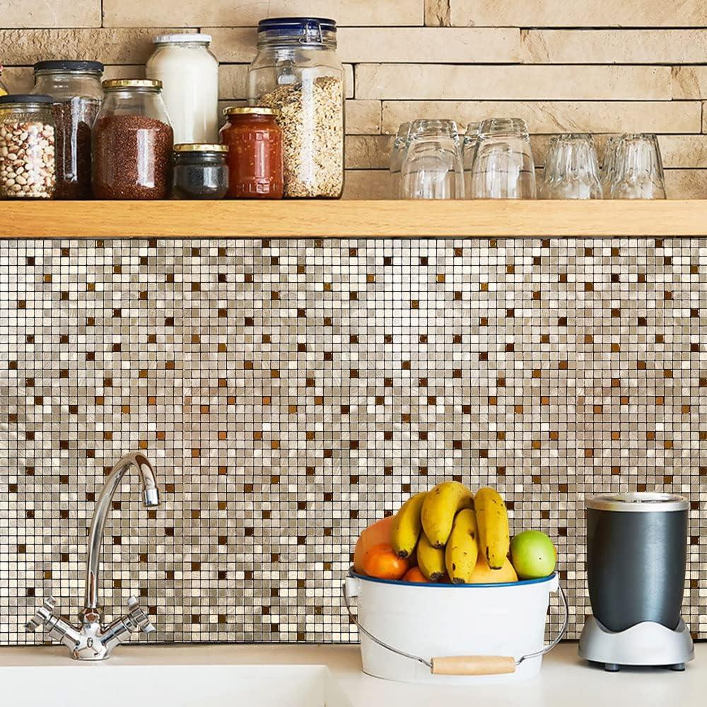 Paneles de Azulejos Autoadhesivos XUANINY 10 Piezas 29x29cm Bronce