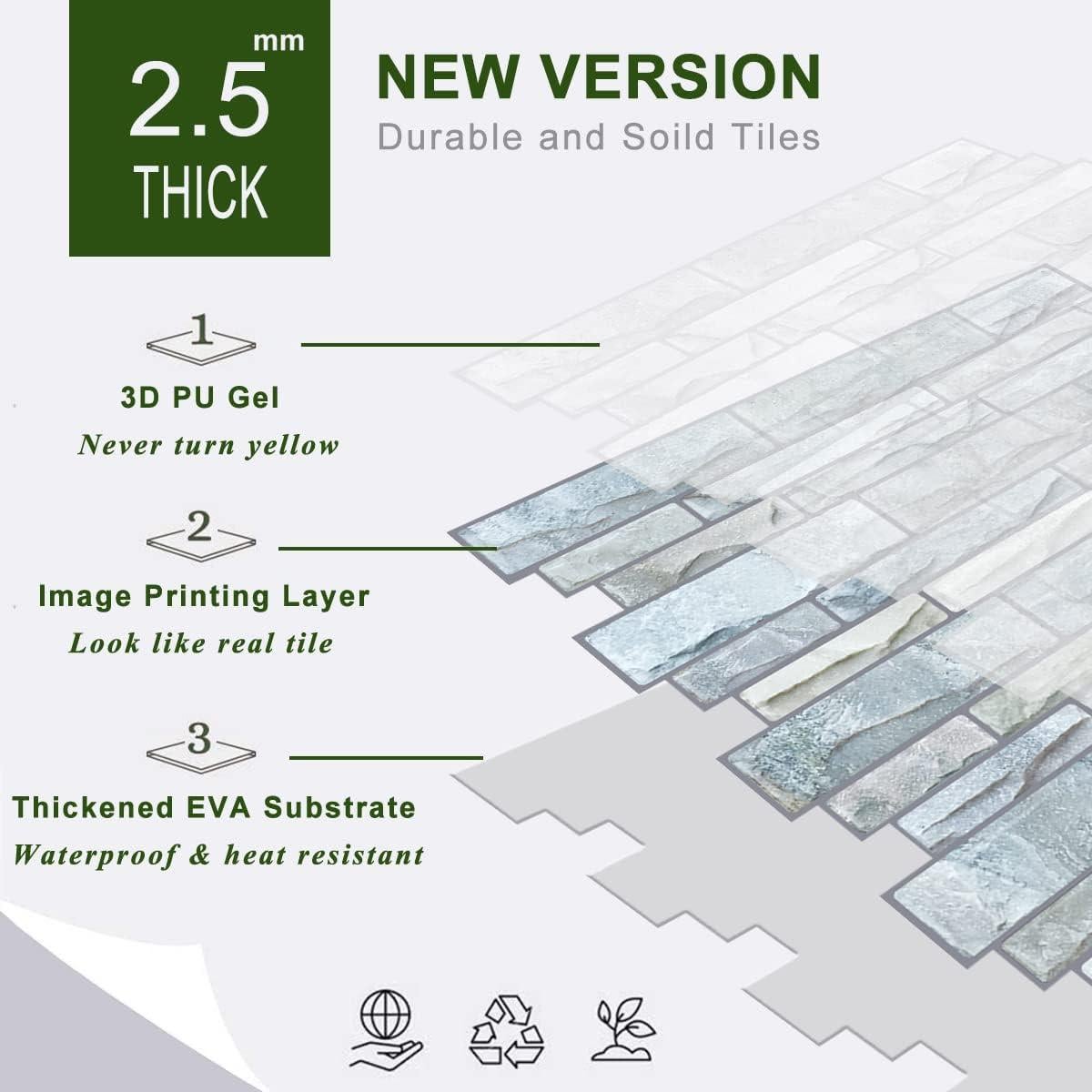 Azulejos Autoadhesivos STICKGOO 10 Hojas 30.48cm Piedra Cultivada