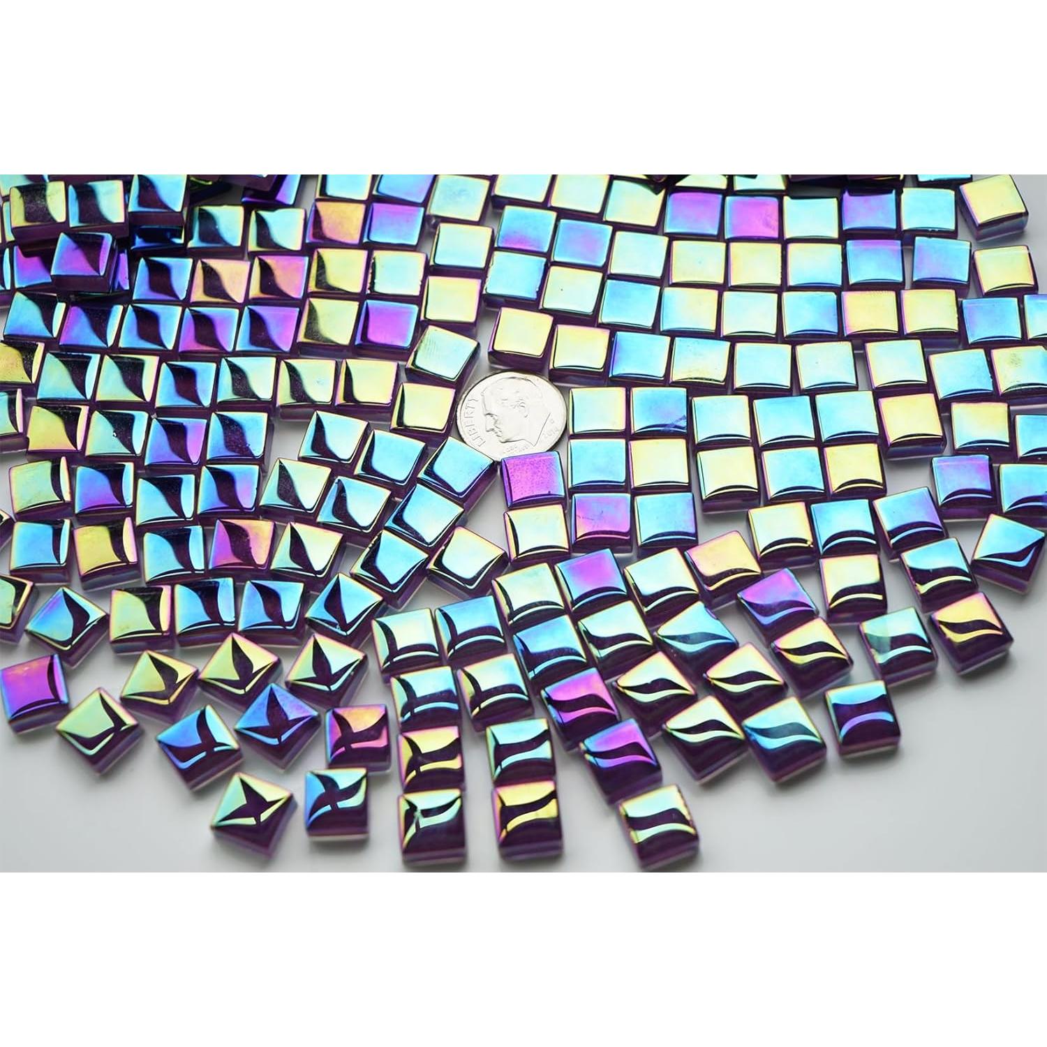 Azulejos de Mosaico de Vidrio CHICSHIS 300g Púrpura 10mm