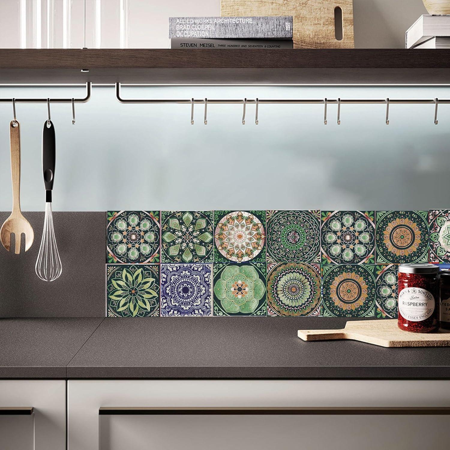 24 Calcomanías de Azulejos GULELAYAR 15x15 cm Estilo Mandala