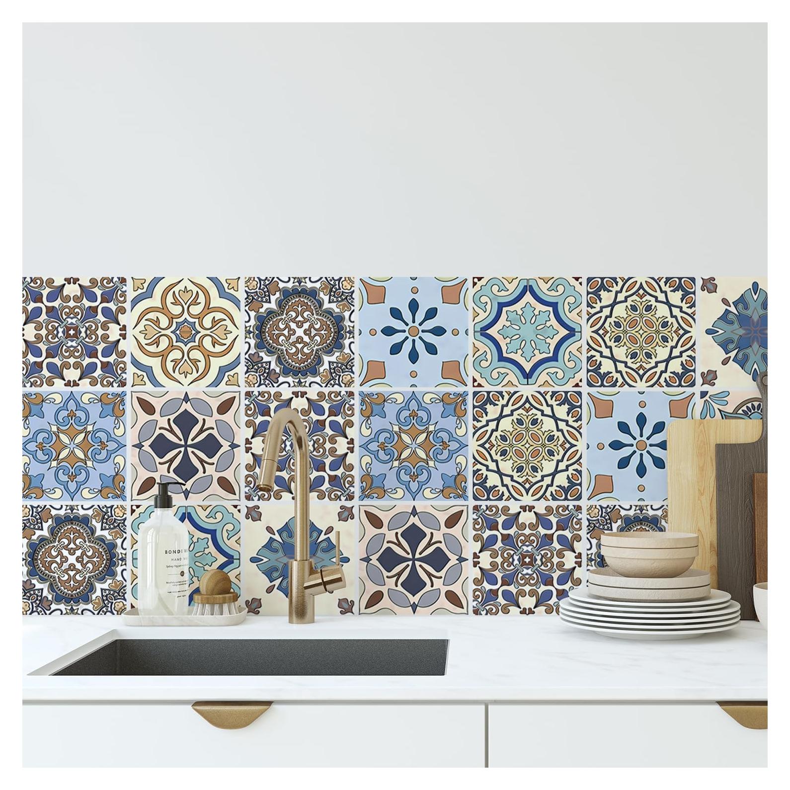 Pegatinas de Azulejos Marroquíes 30-Pack - Vinilo Impermeable 10x10 cm