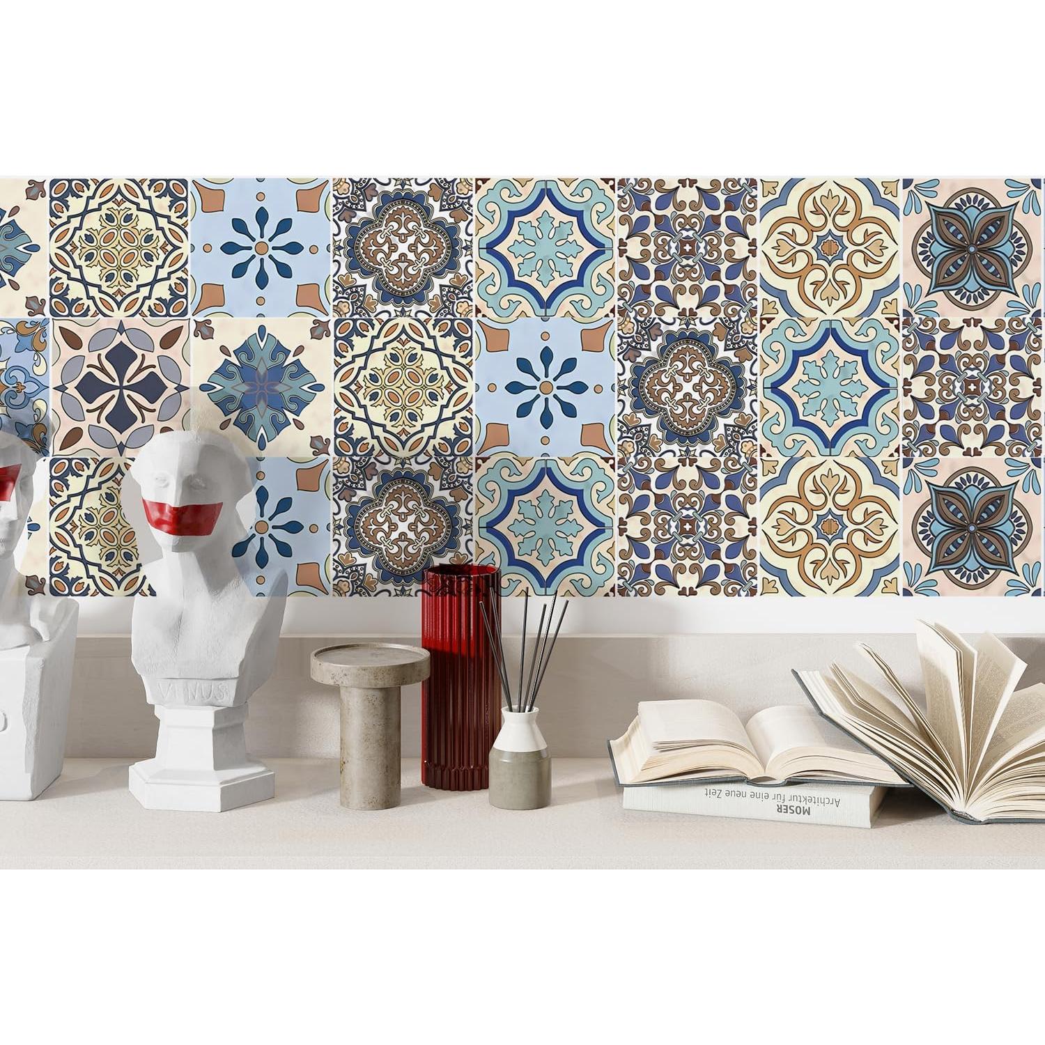 Pegatinas de Azulejos Marroquíes 30-Pack - Vinilo Impermeable 10x10 cm