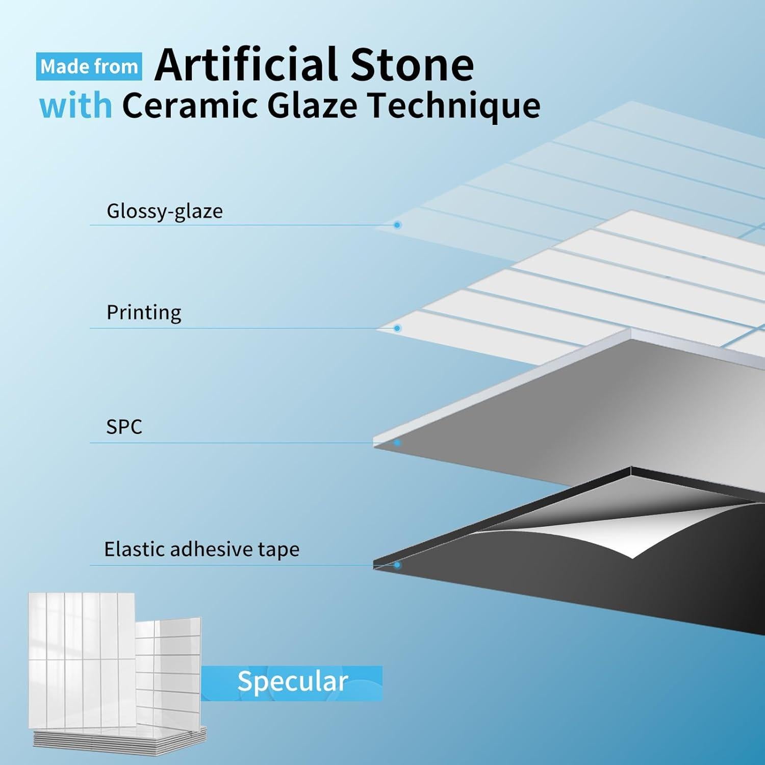 Azulejos Autoadhesivos Art3d de Mármol Falso 10 Hojas 29x23cm