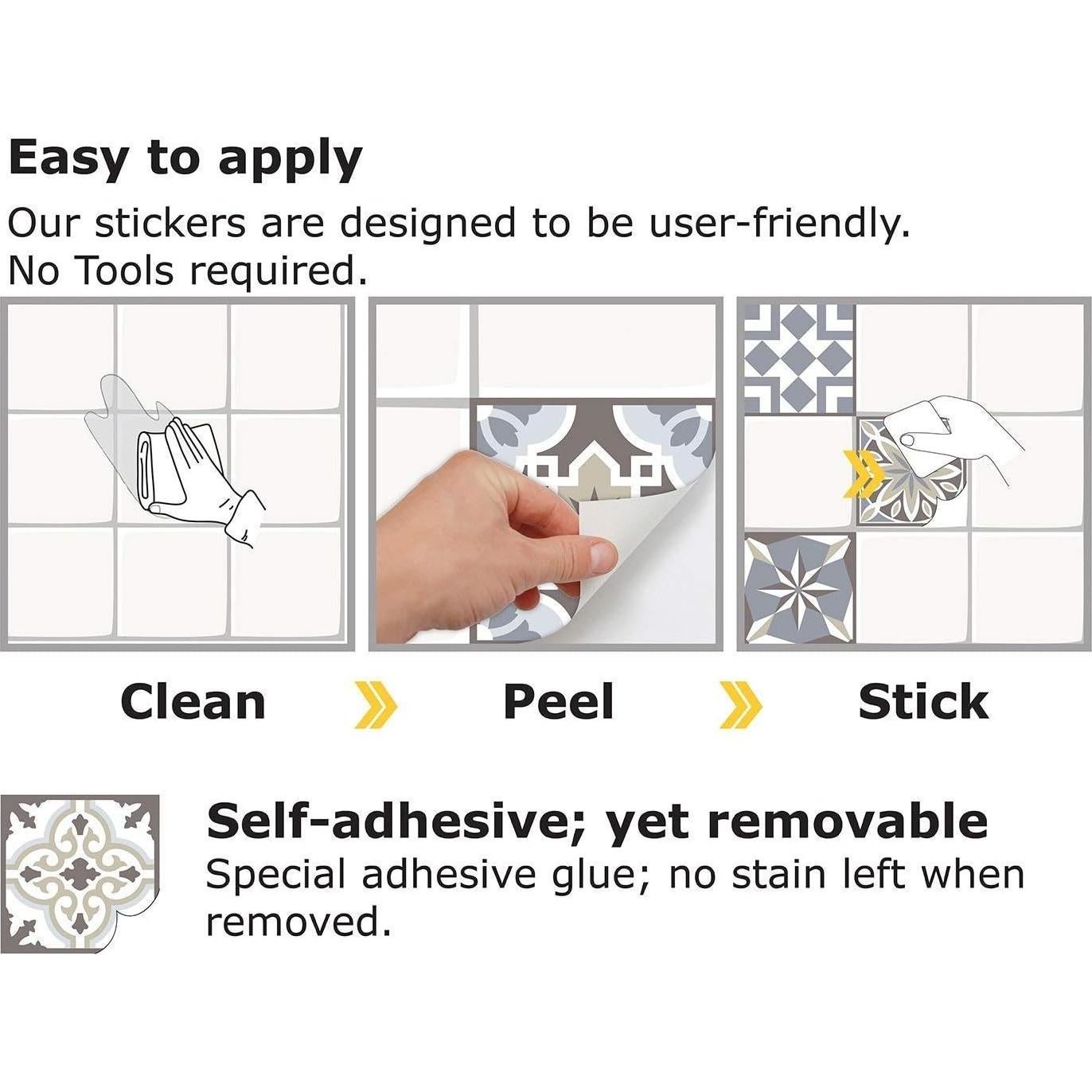 WALPLUS 24pcs 6" Peel and Stick Vinyl Backsplash Tiles Stickers Tile Paint Removable Waterproof Self-Adhesive Decals Vinyl Home Kitchen Bathroom Spring Easter Decoration (Spanish & Moroccan Blue)