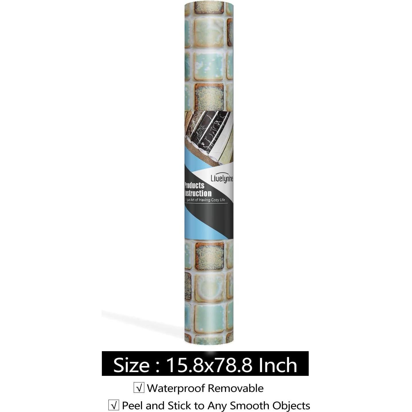 Papel Tapiz Autoadhesivo Livelynine Verde Mosaico 40.1x200 cm