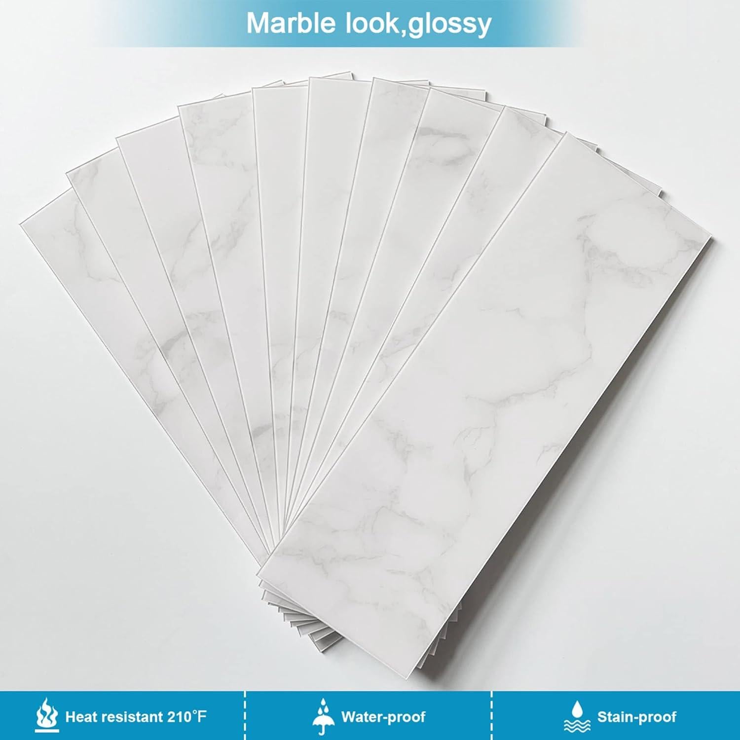 BeNice Azulejos Autoadhesivos de Mármol Carrara Blanco 16 Piezas