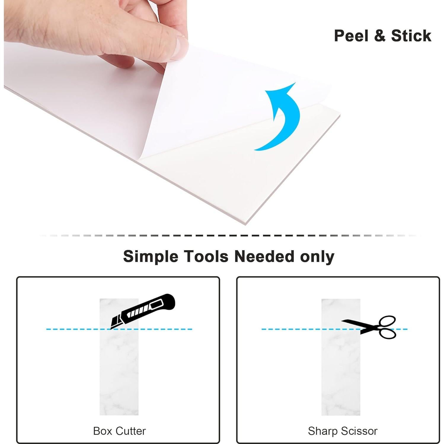 BeNice Azulejos Autoadhesivos de Mármol Carrara Blanco 16 Piezas