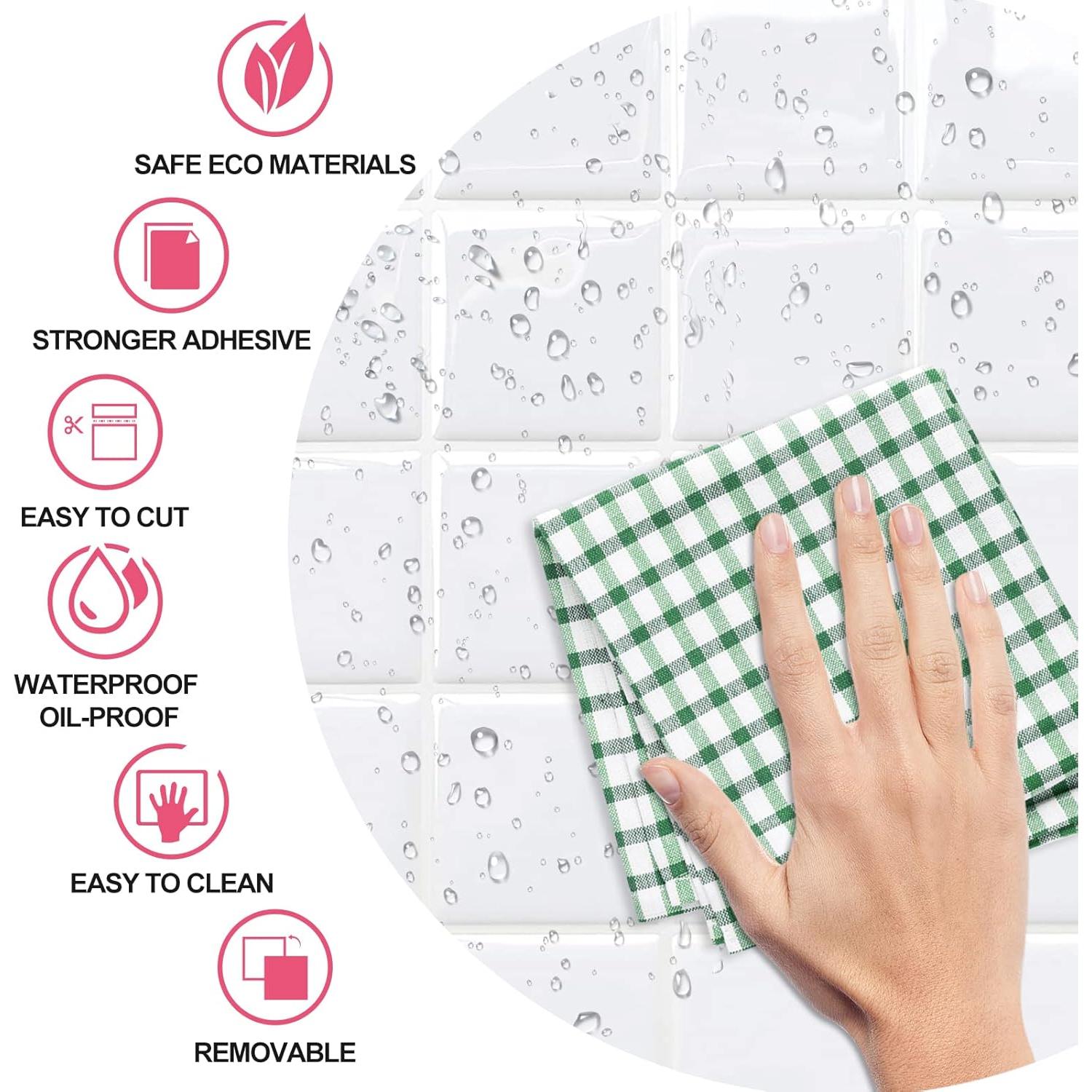 Alwayspon 10 Hojas Azulejos de Vinilo 3D Blancos 25.4x25.4cm