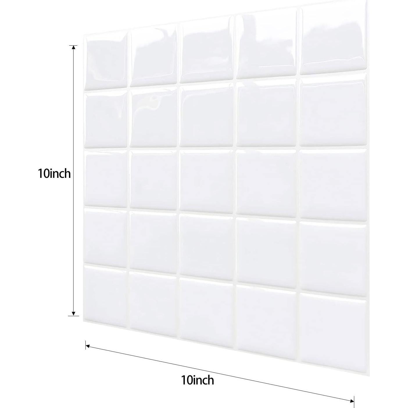 Alwayspon 10 Hojas Azulejos de Vinilo 3D Blancos 25.4x25.4cm